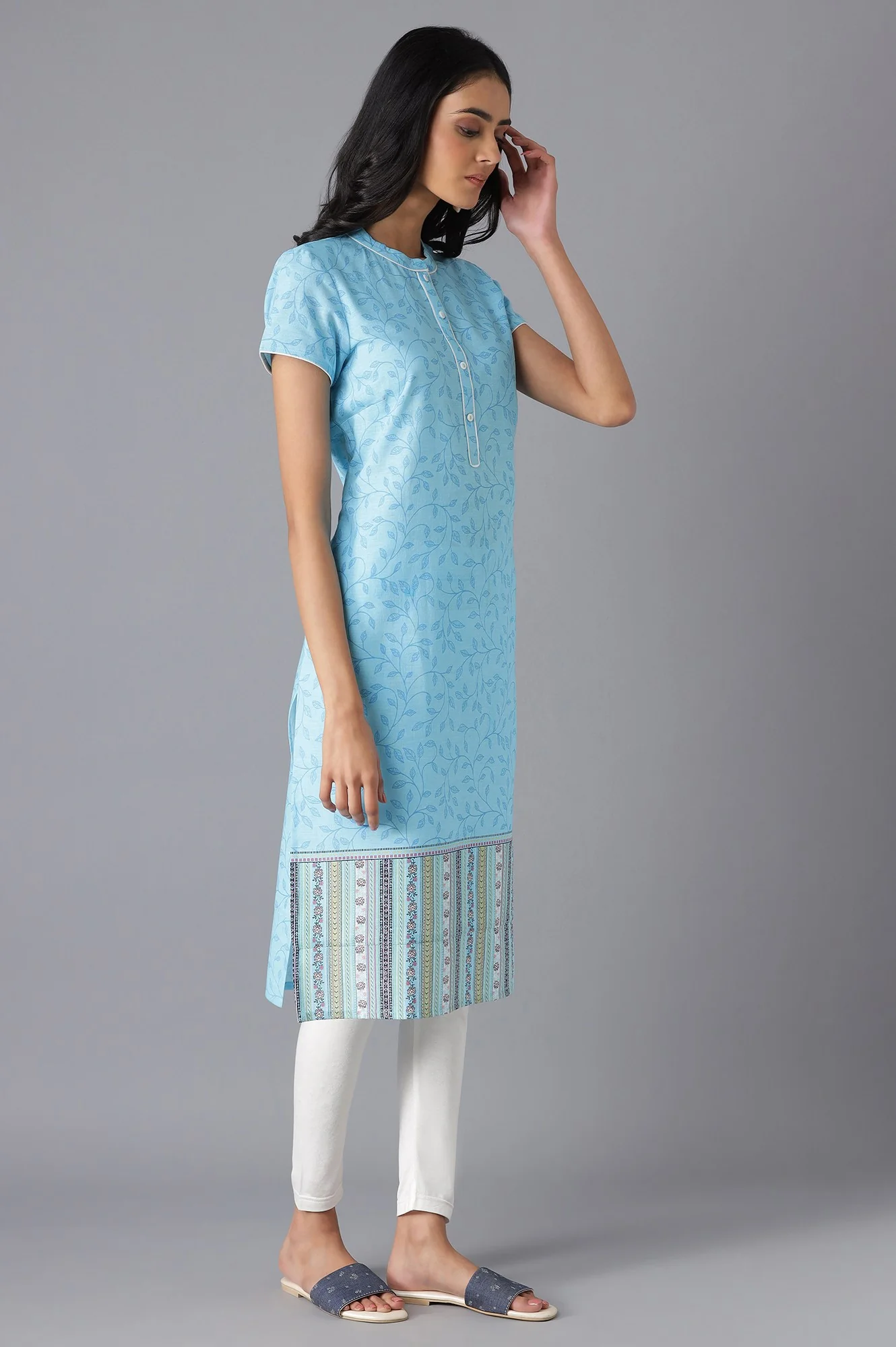 Blue Printed kurta - Image 4