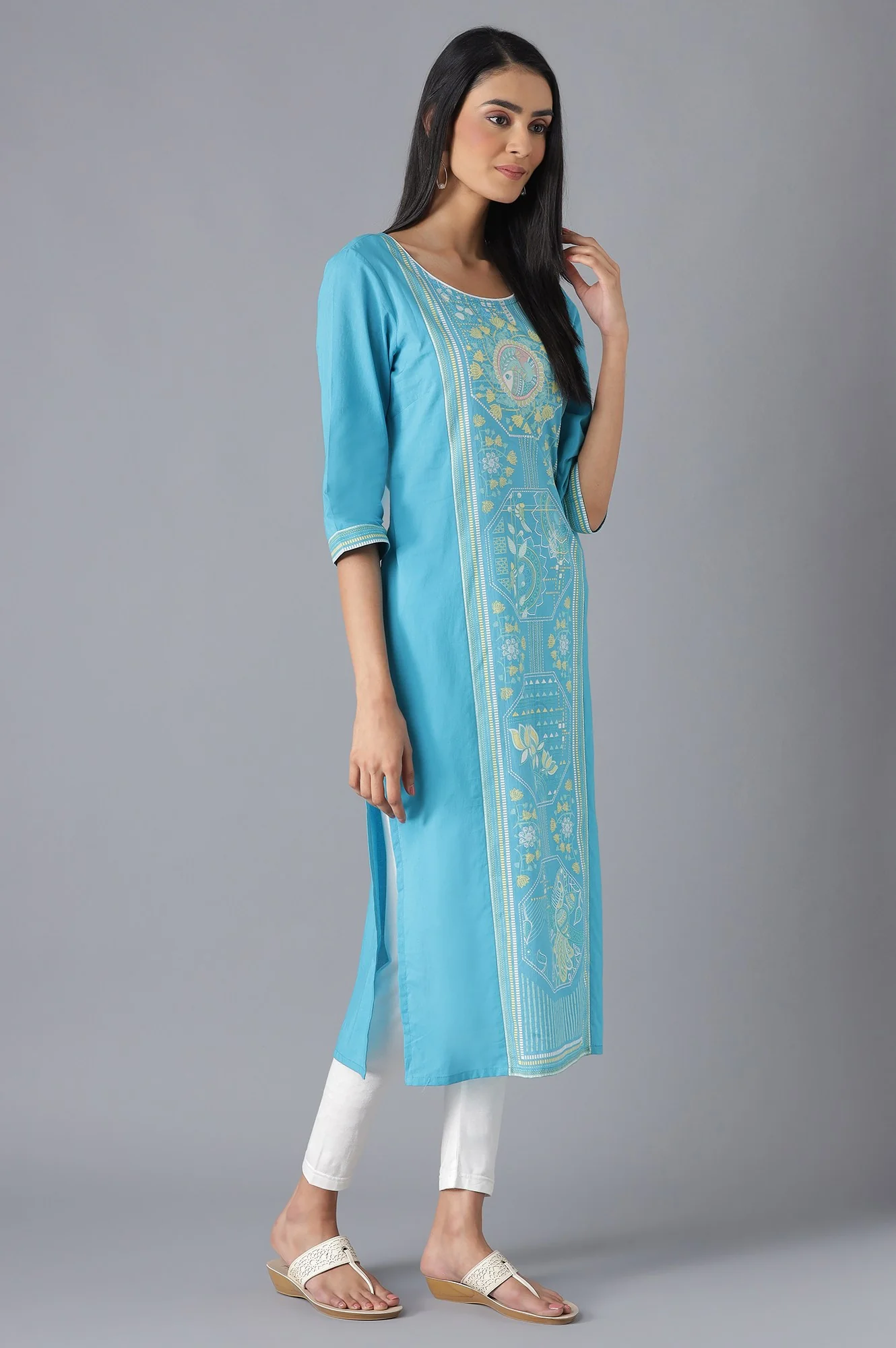 Blue Printed kurta - Image 4