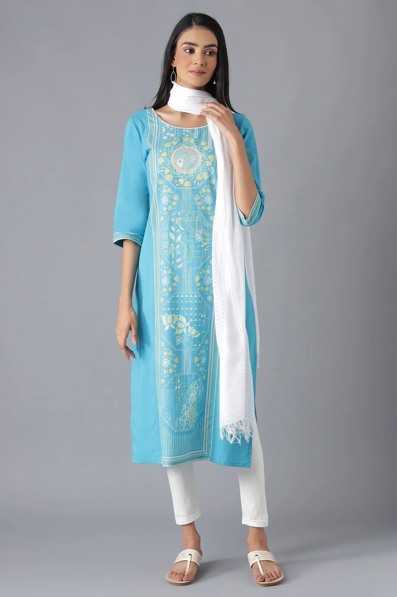 Blue Printed kurta - Image 5