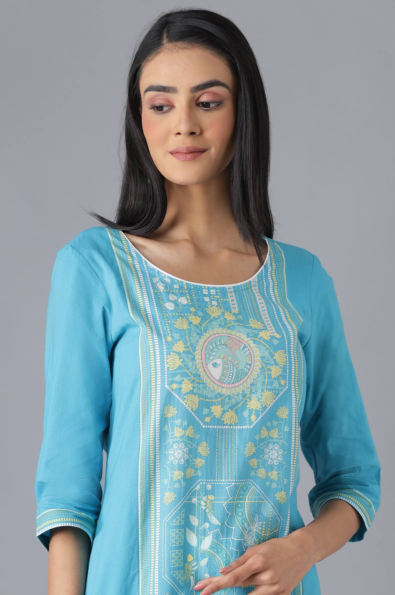 Blue Printed kurta - Image 6