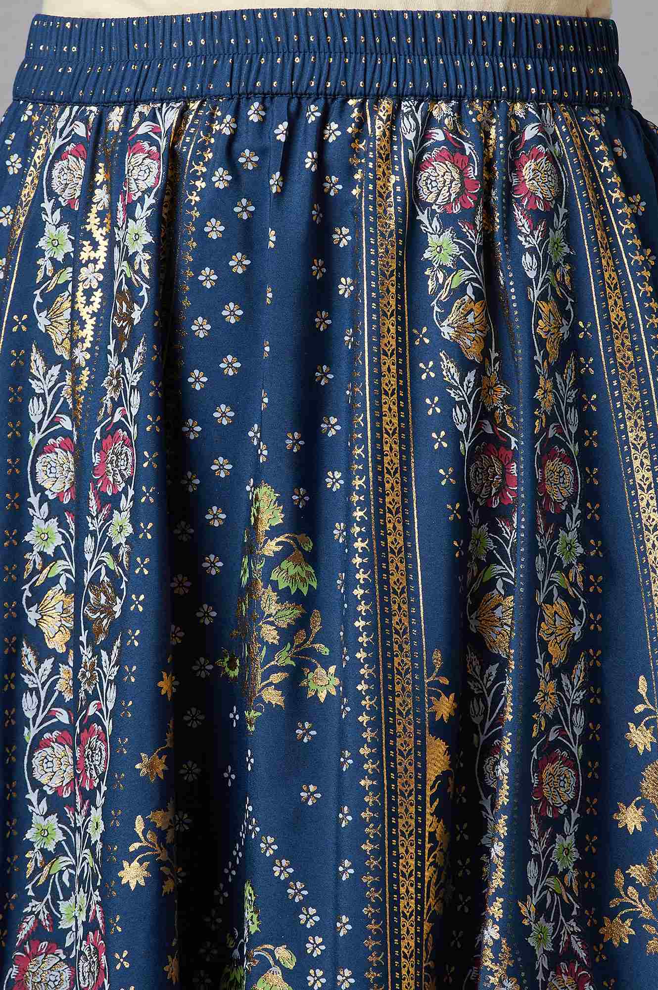 Blue Printed kurta, Skirt and Dupatta Set - Image 6
