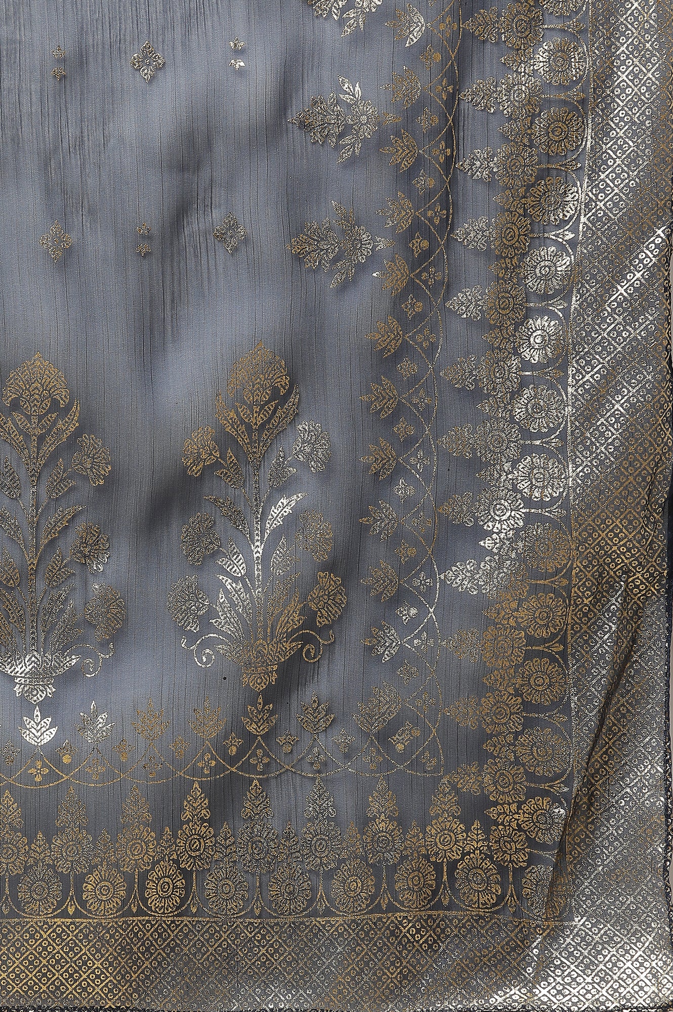 Blue Foil Printed Organza Dupatta - Image 6
