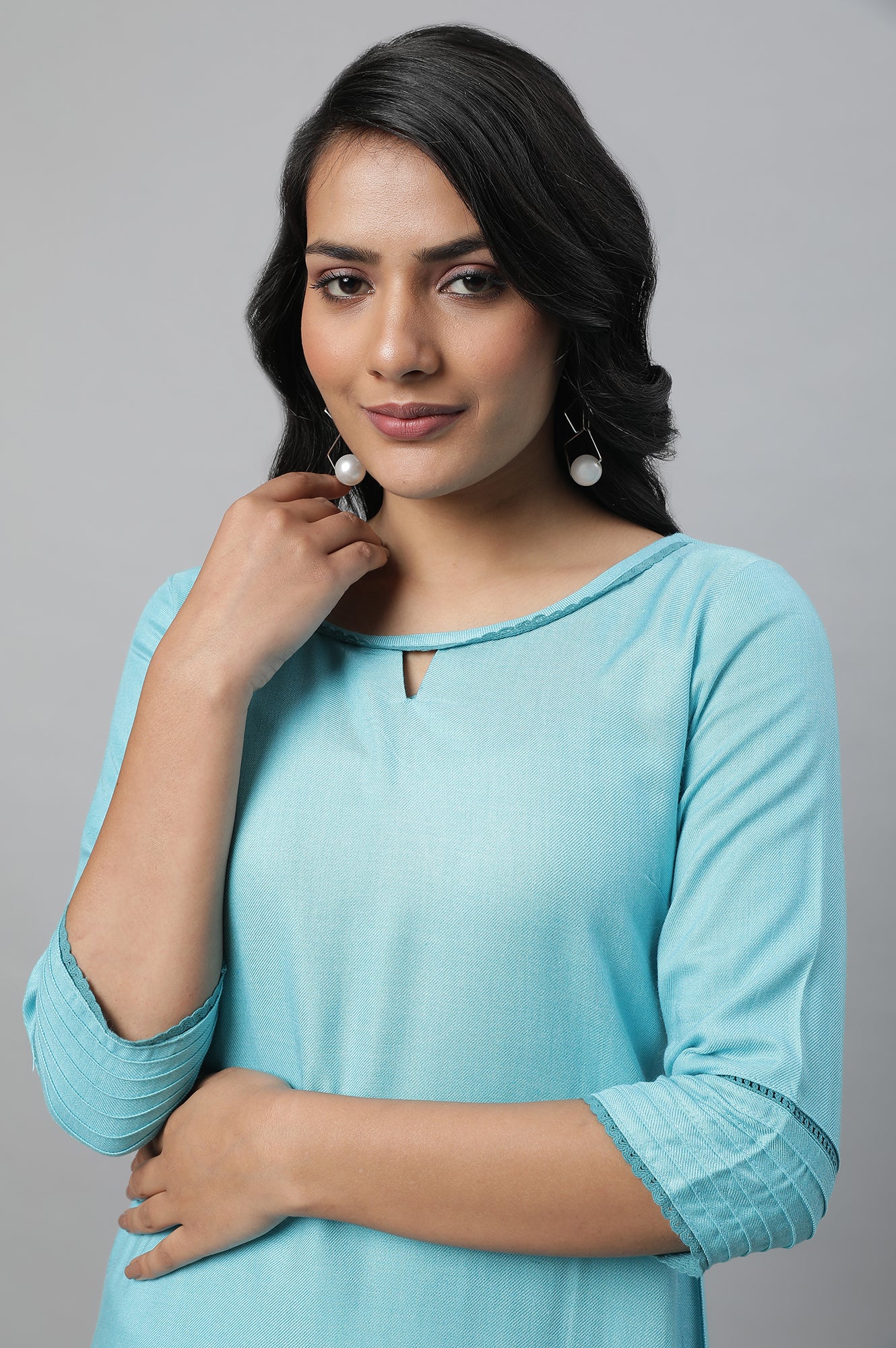 Blue Round Neck Casual kurta - Image 6