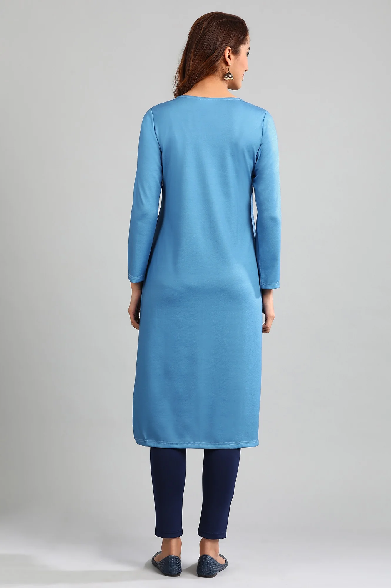 Blue Round Neck Winter kurta - Image 5