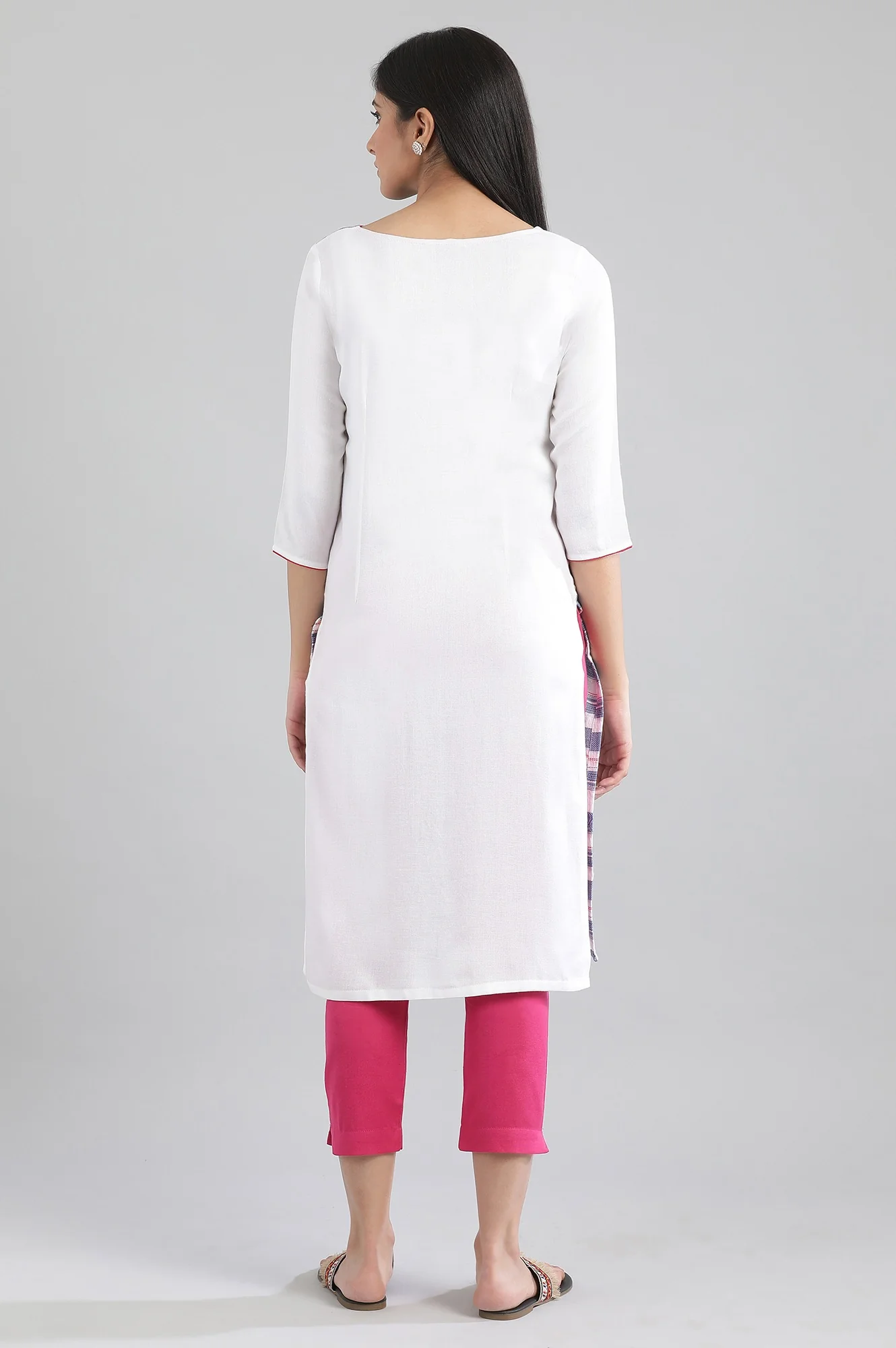 Blue Round Neck Yarn-Dyed kurta - Image 2