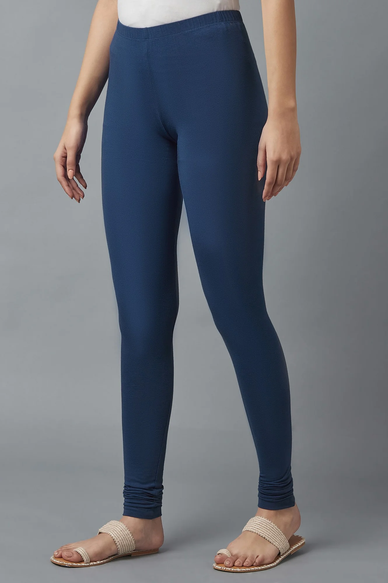 Navy Blue Skin Fit Churidar - Image 3