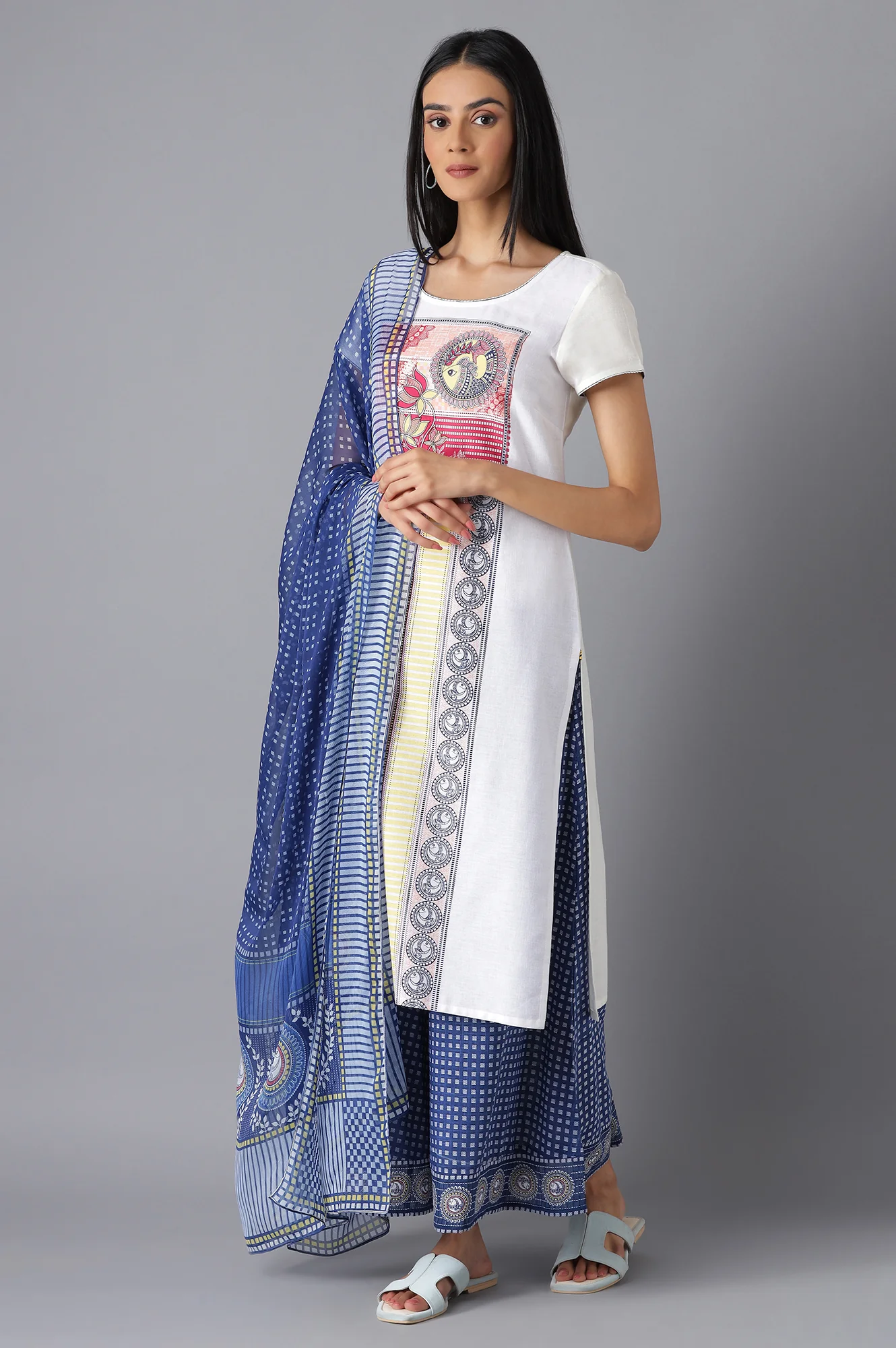 Blue Solid Culottes - Image 5