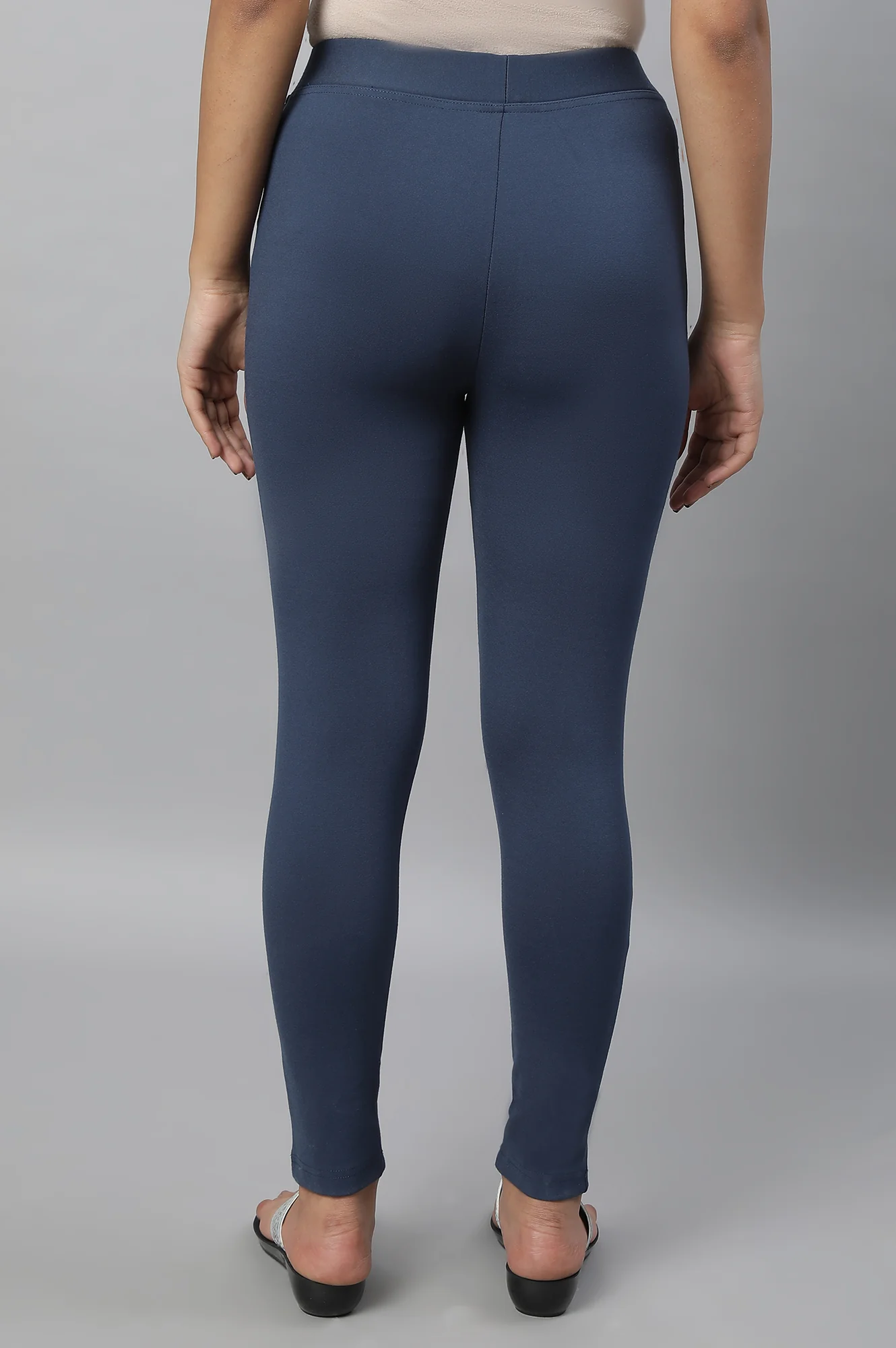 Light Blue Solid Yoga Tights - Image 2