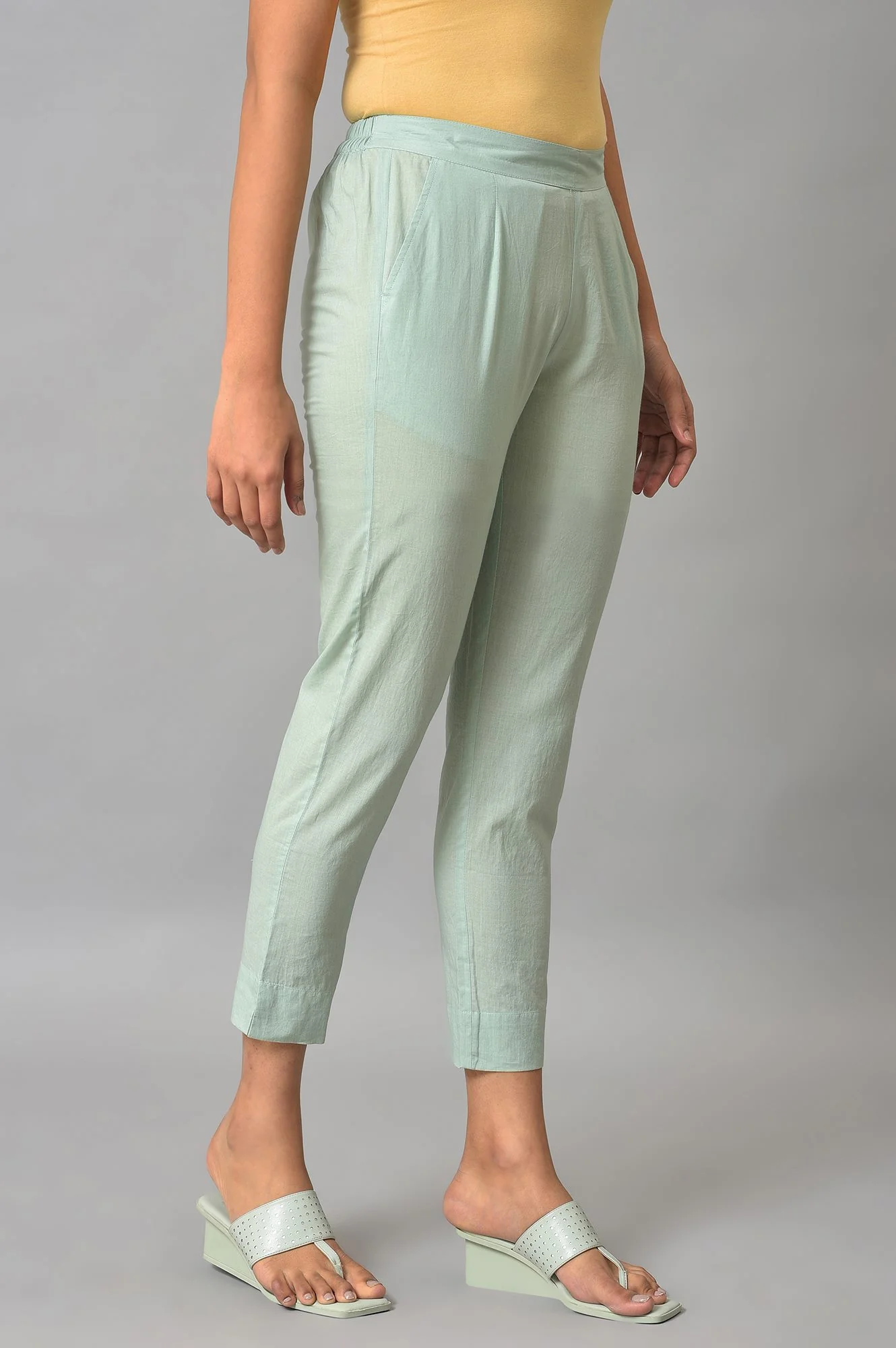Blue Straight Fit Plus Size Trouser Pants - Image 4