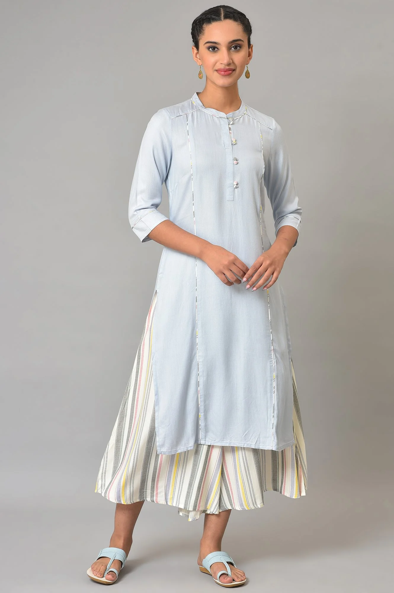 Blue Straight Summer Plus Size kurta Set - Image 8