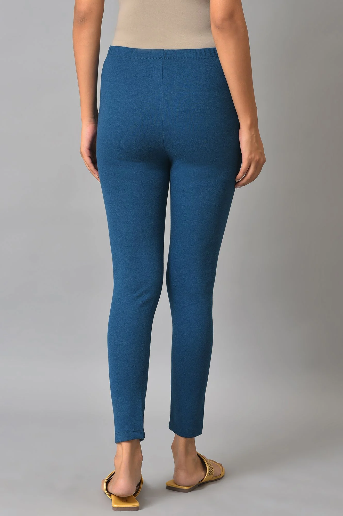 Blue Stretchable Interlock Women Tights - Image 2