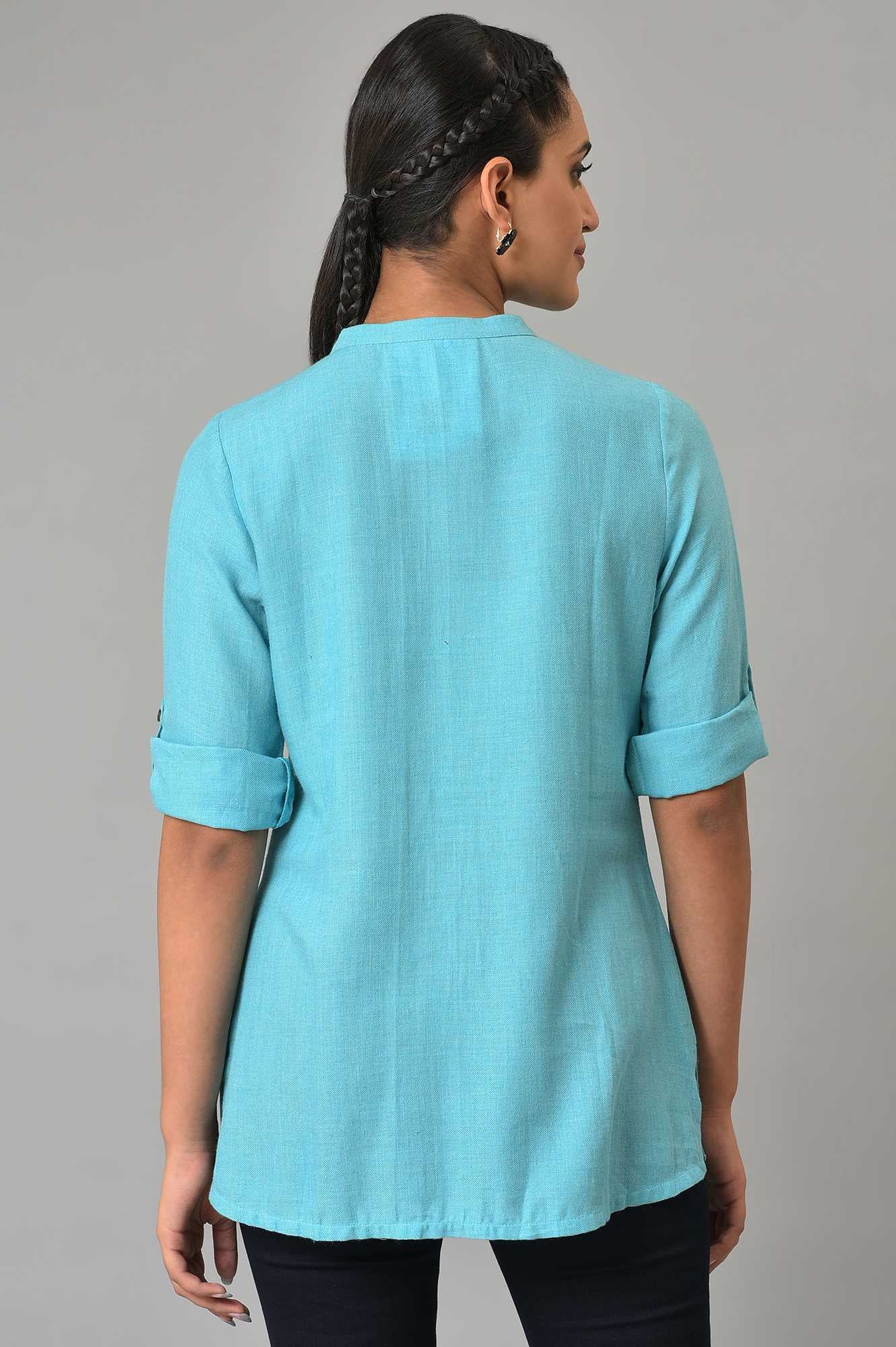 Blue Yarn-Dyed Summer kurta - Image 2