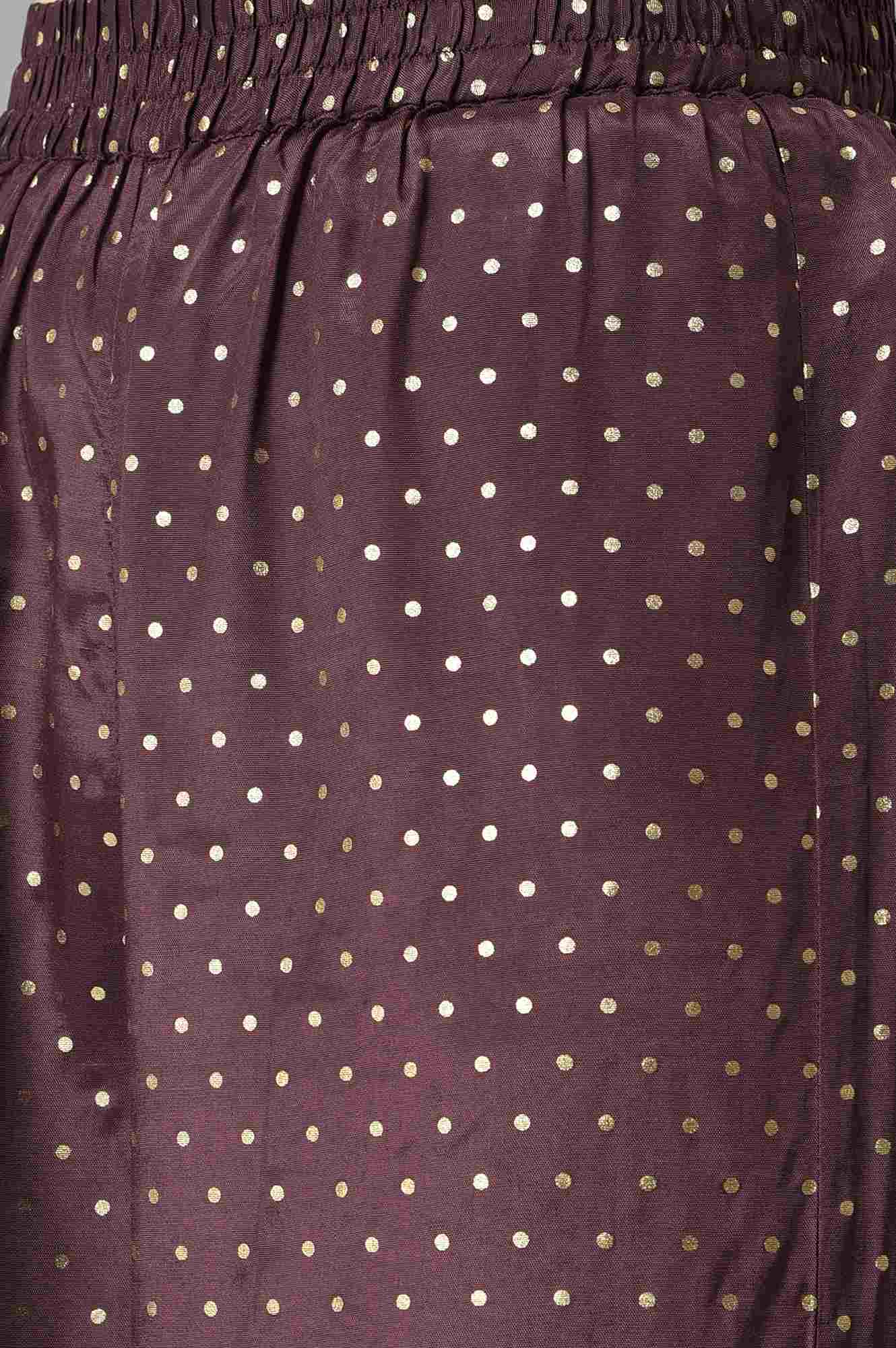 Brown Shantung LIVA kurta with Gathered Sharara - Image 6