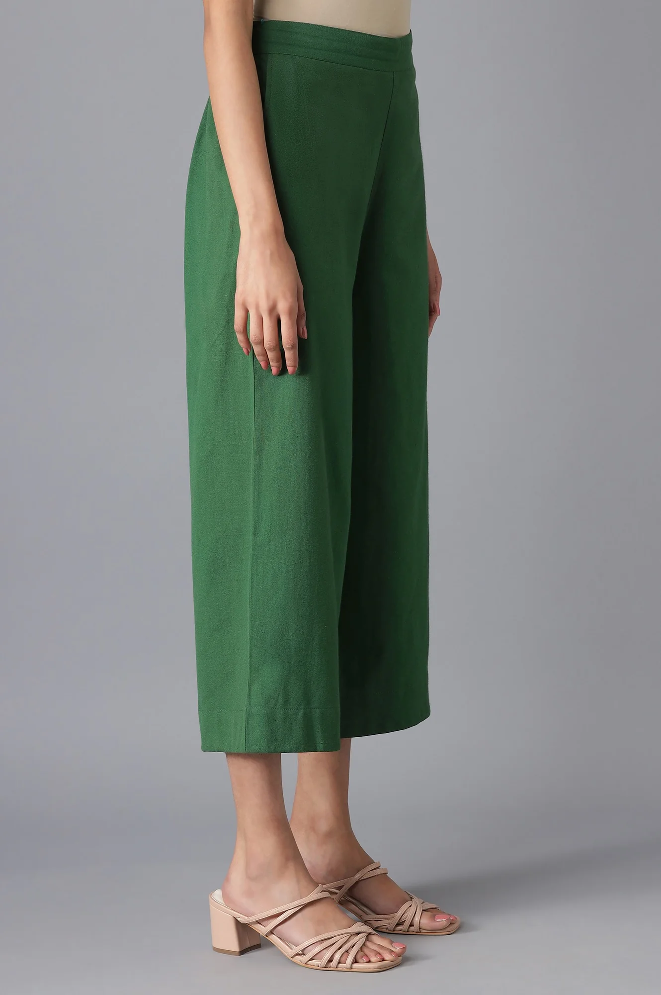 Dark Green Solid Culottes - Image 4