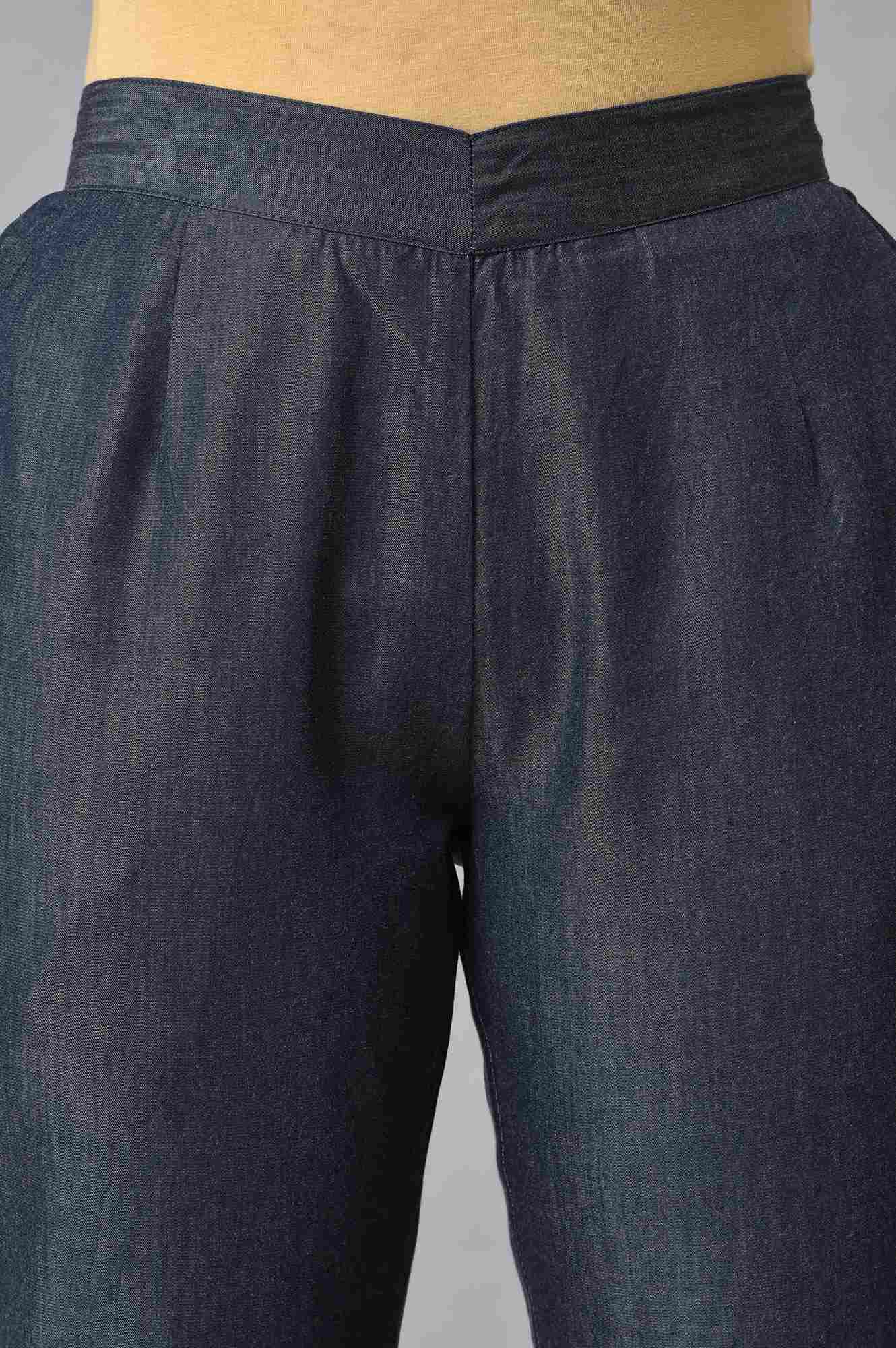 Denim Blue Solid Culottes - Image 6
