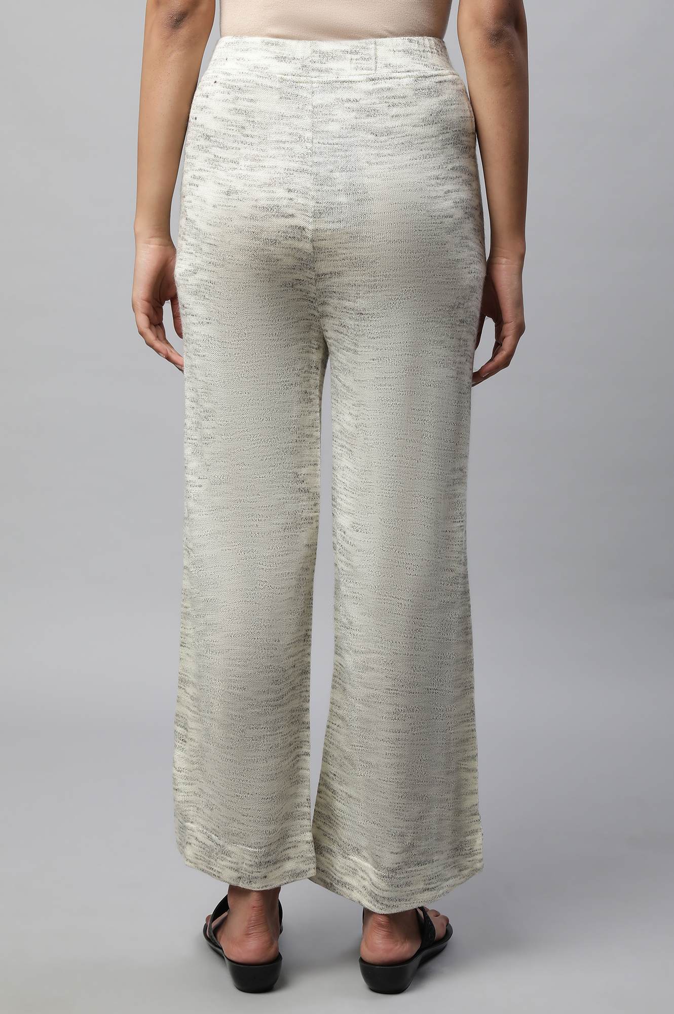 Grey Solid Straight Fit Palazzo With Elasticated Waist - Image 2