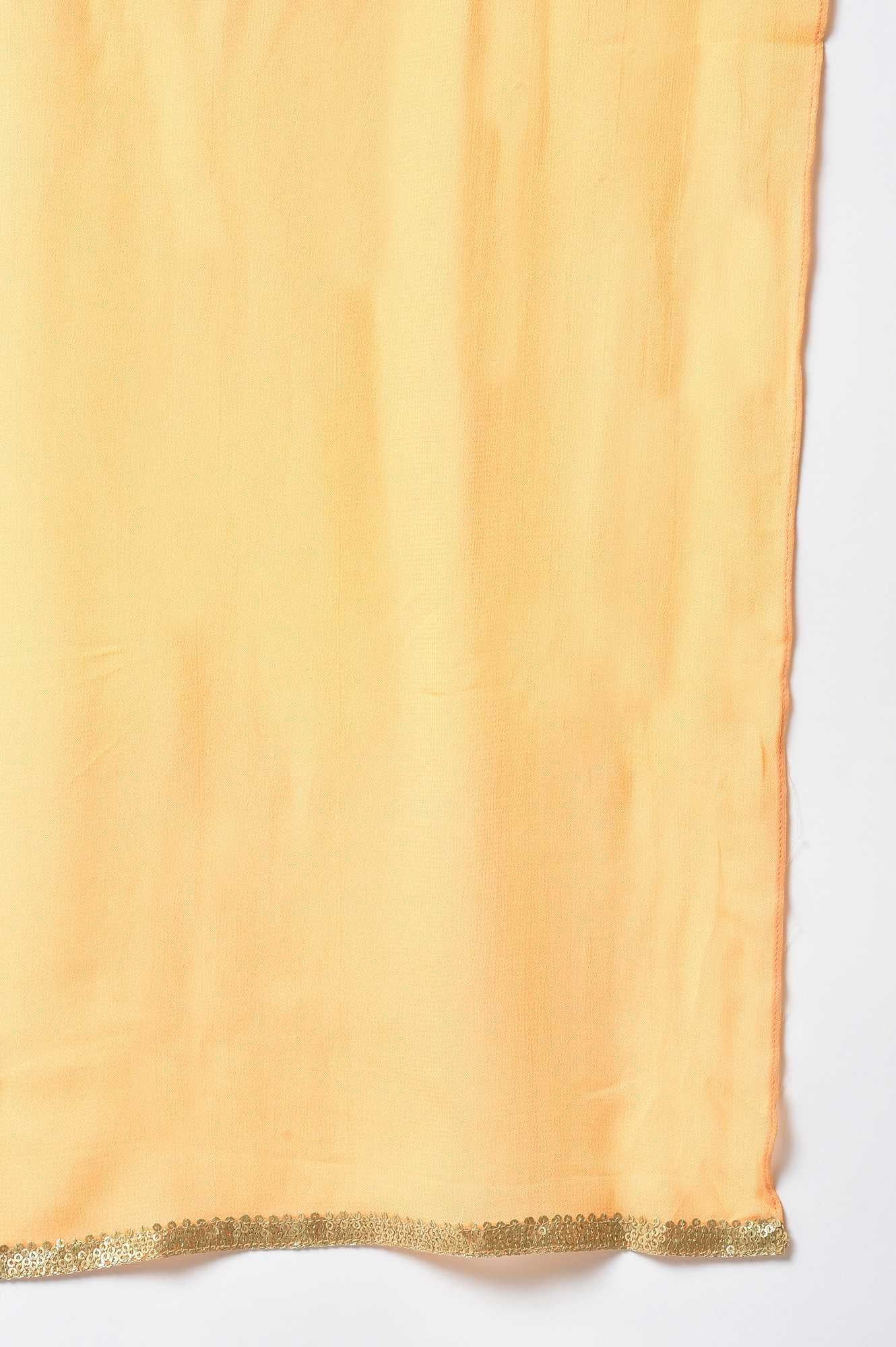 Girls Beige Floral Peplum Top With Skirt And Orange Dupatta - Image 8