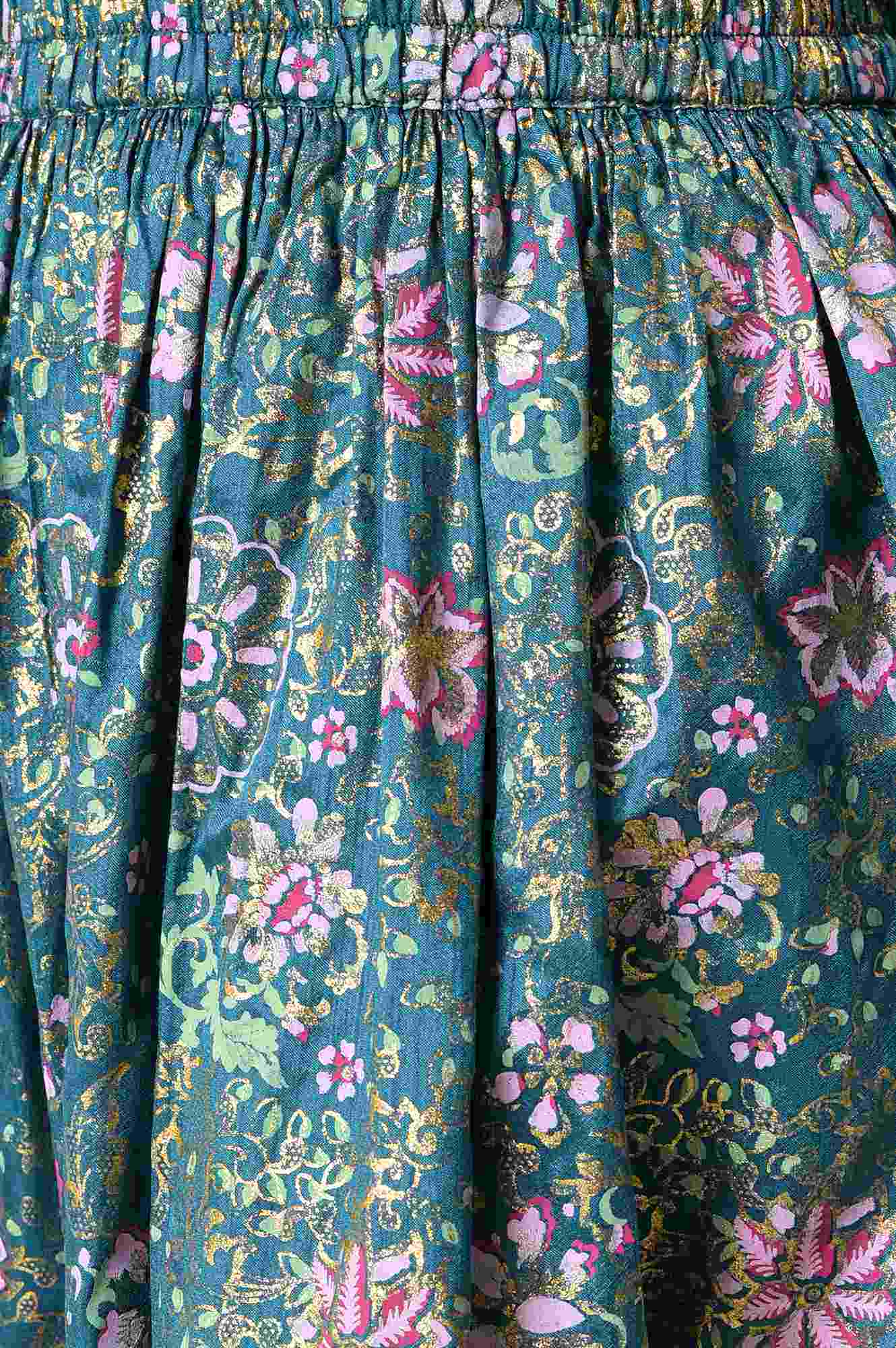 Girls Green Floral Printed kurta With Skirt And Pink Dupatta - Image 7
