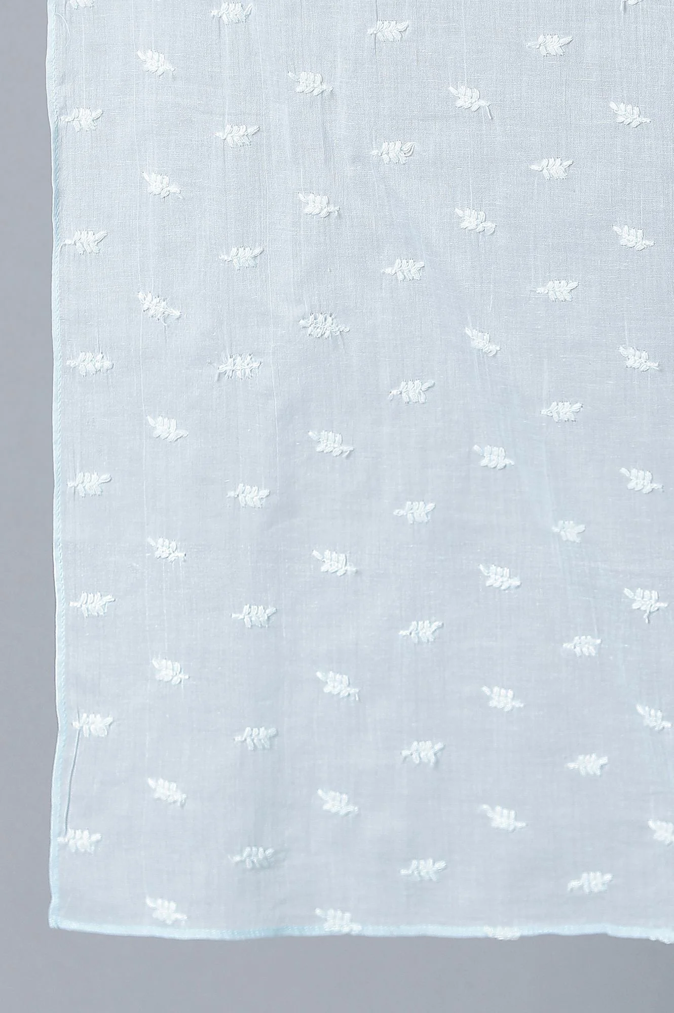 Girls Light Blue Cotton Schiffli Straight kurta With Palazzo And Dupatta - Image 7