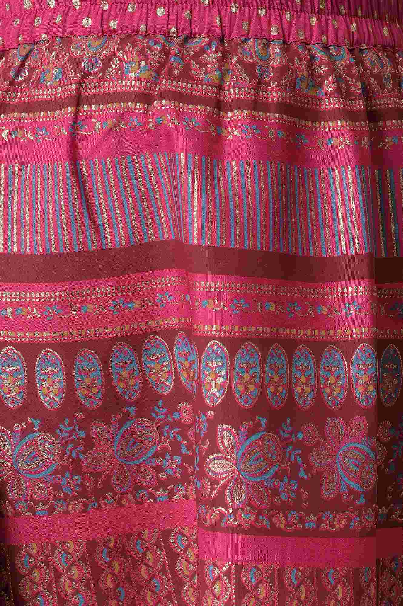 Girls Liva Green Printed kurta With Pink Skirt And Dupatta - Image 6