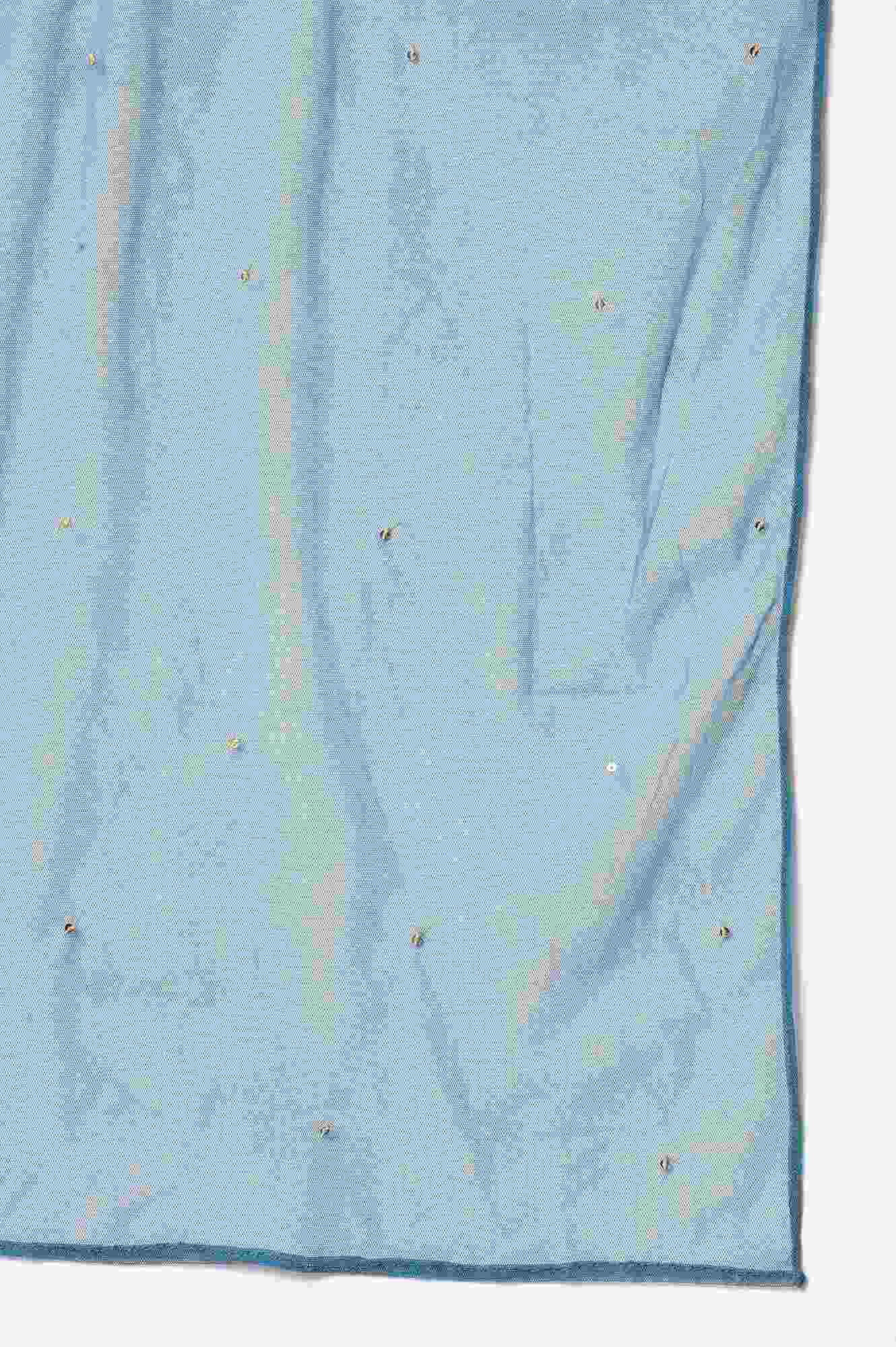 Girls LIVA Grey High-Low kurta with Blue Tights and Dupatta Set - Image 8