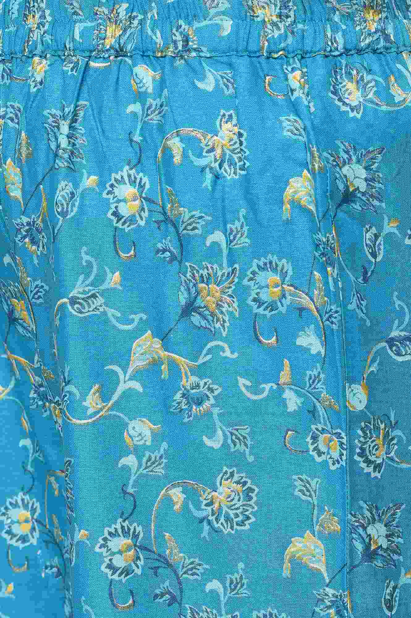 Girls Liva Yellow Floral Printed Flared Top With Blue Palazzo And Yellow Dupatta - Image 7