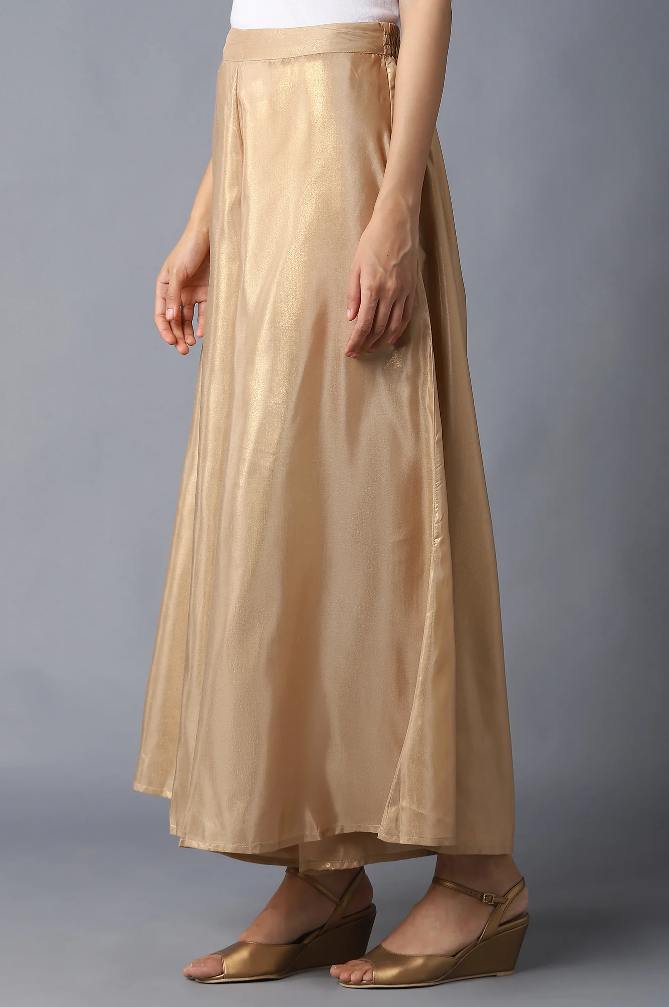 Gold Flared Palazzo - Image 3