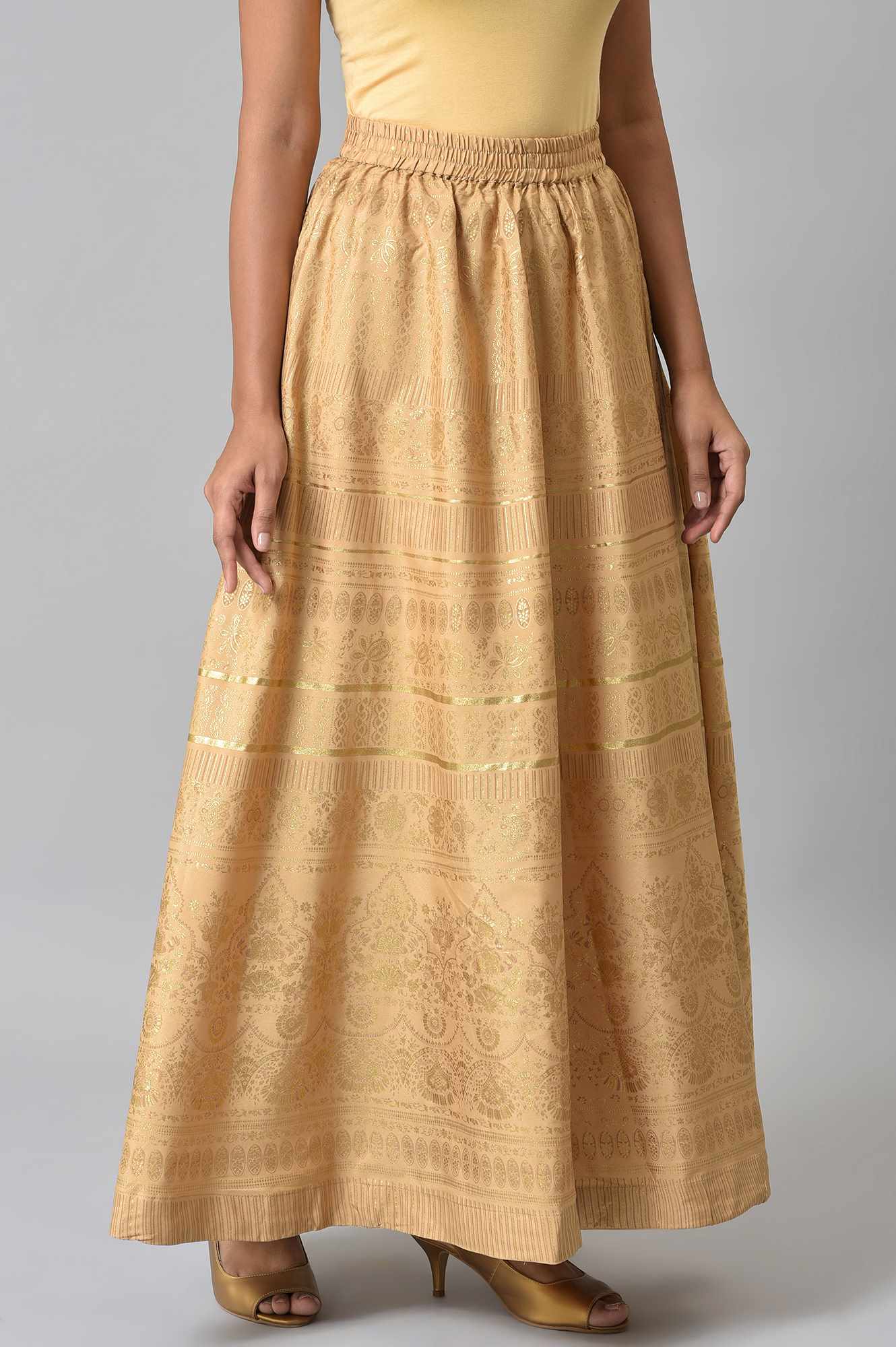 Gold Foil Print Circular Skirt - Image 4