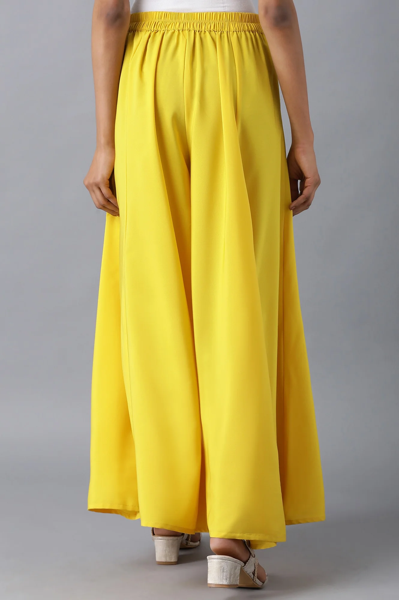 Gold Solid Flared Palazzo - Image 2