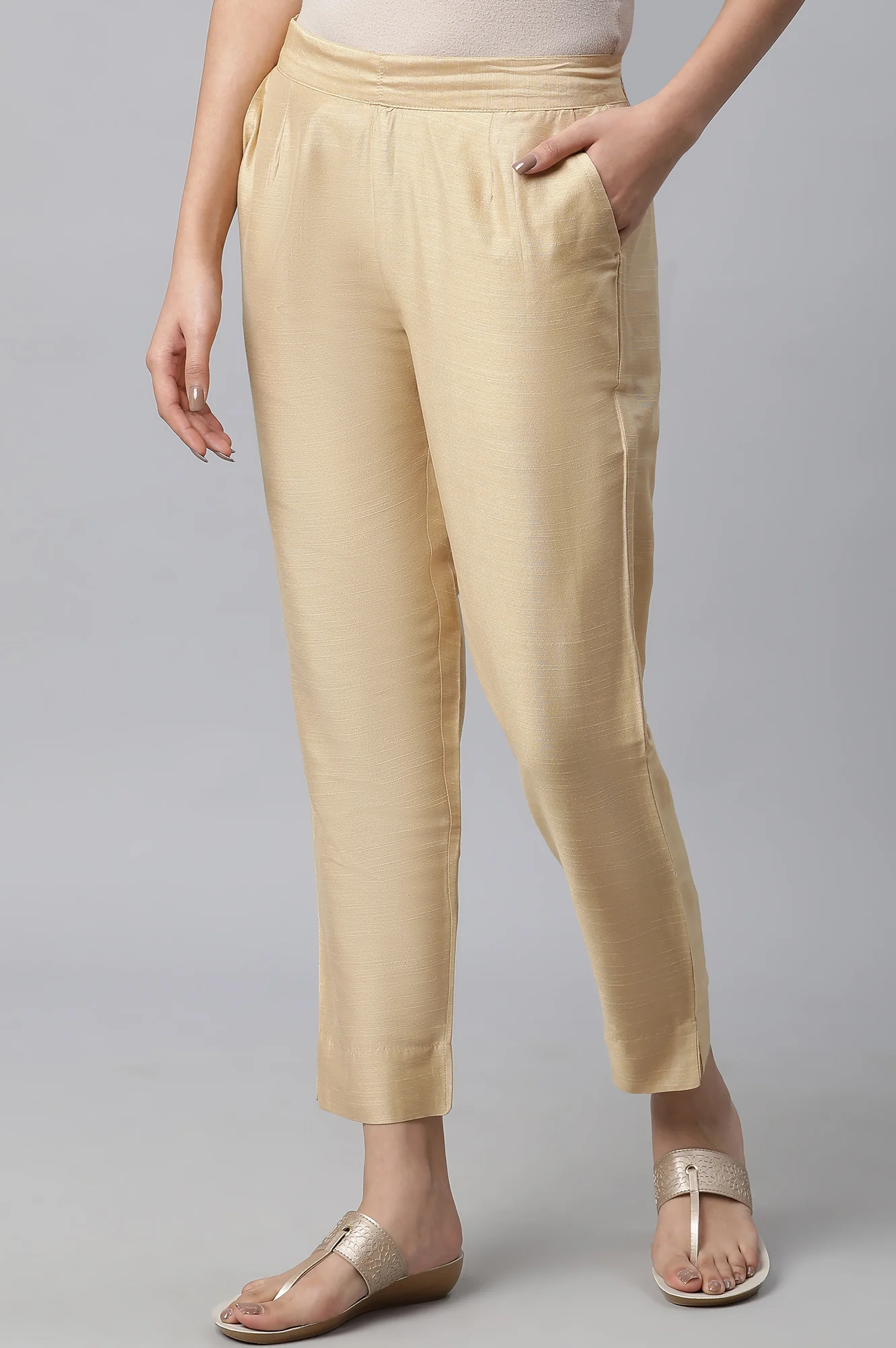 Gold Solid Trousers - Image 2