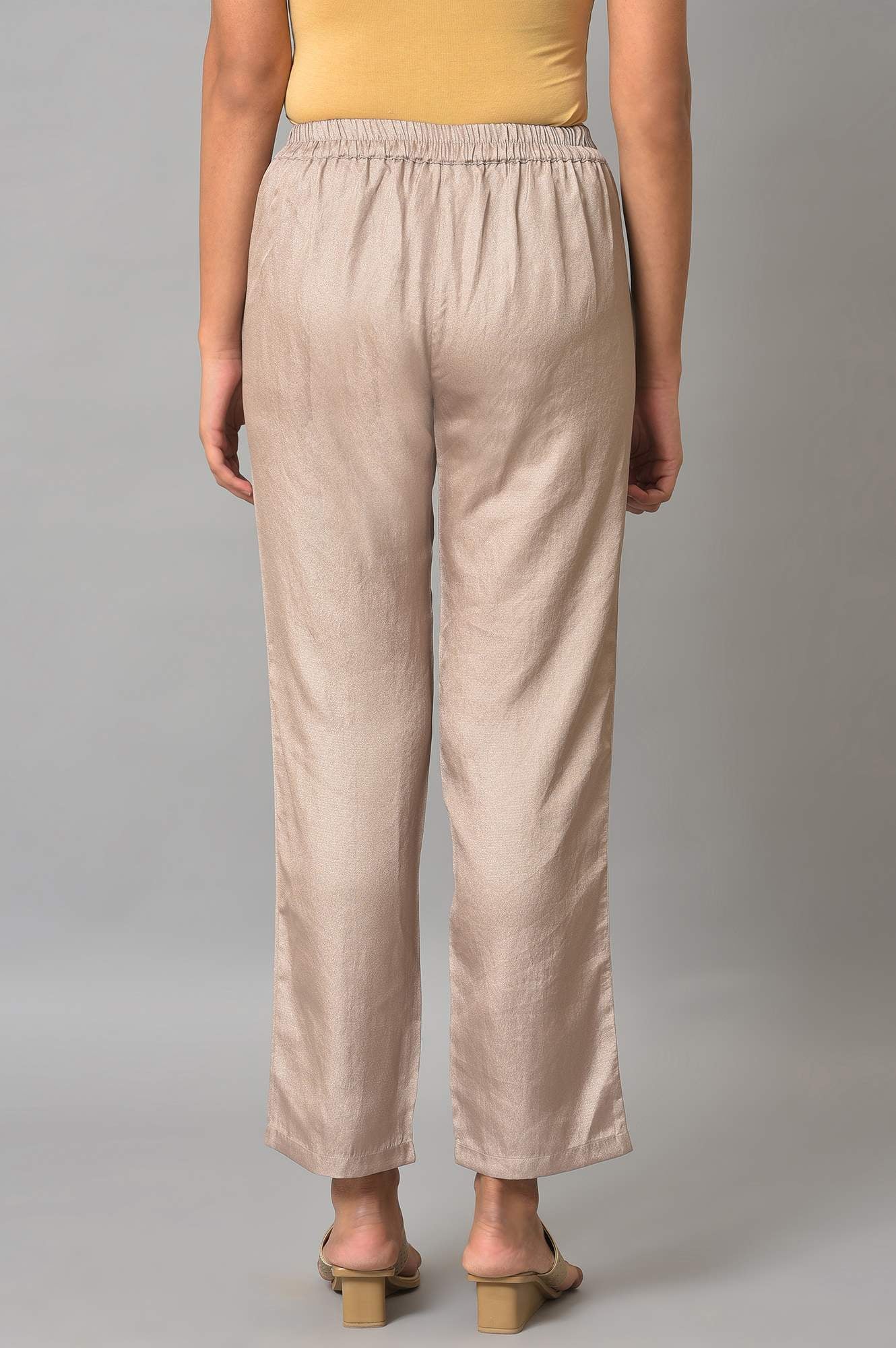 Gold Staight Fit Women Palazzo Pants - Image 2