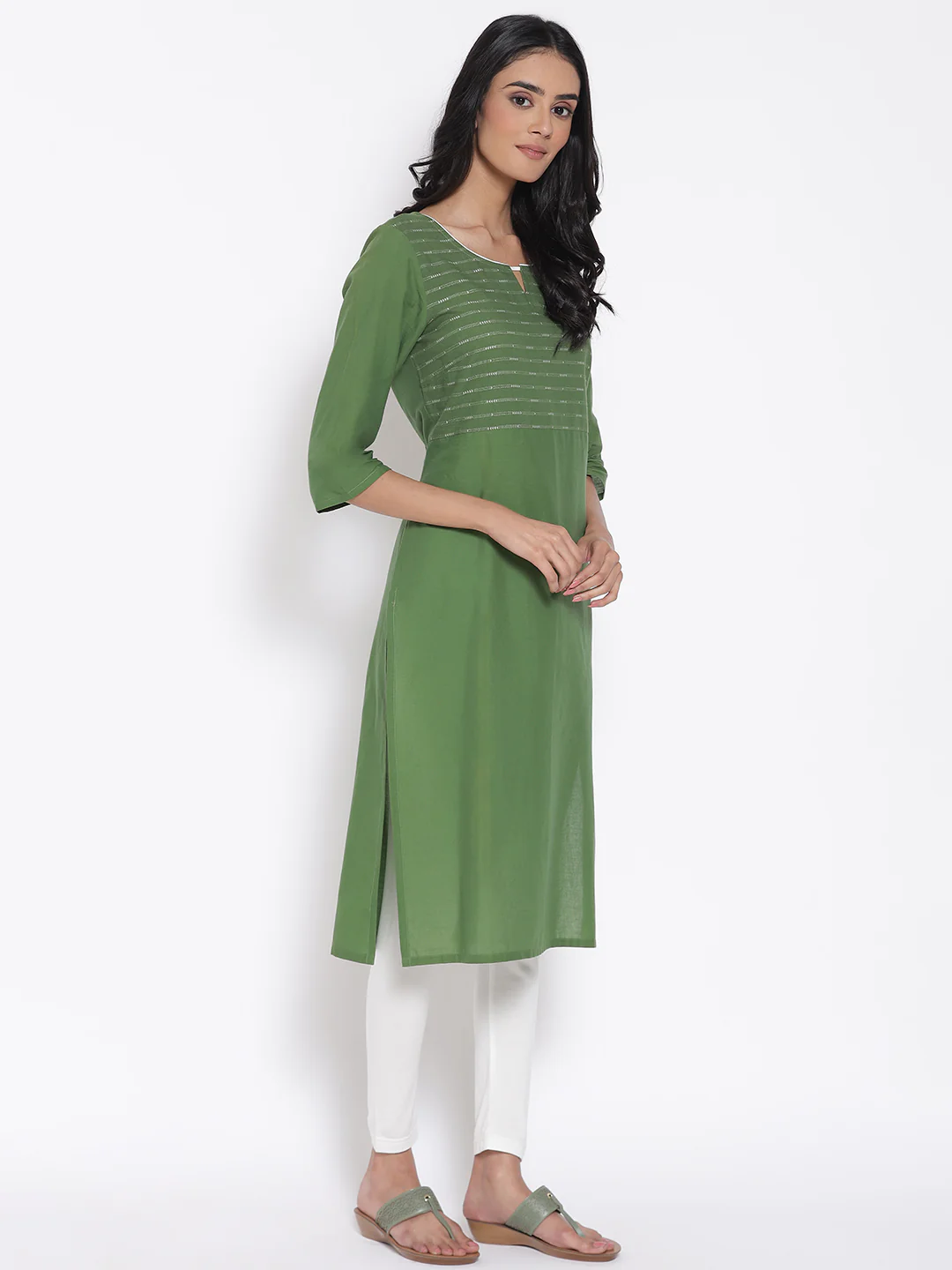 Green Casual kurta & Tights Set - Image 4