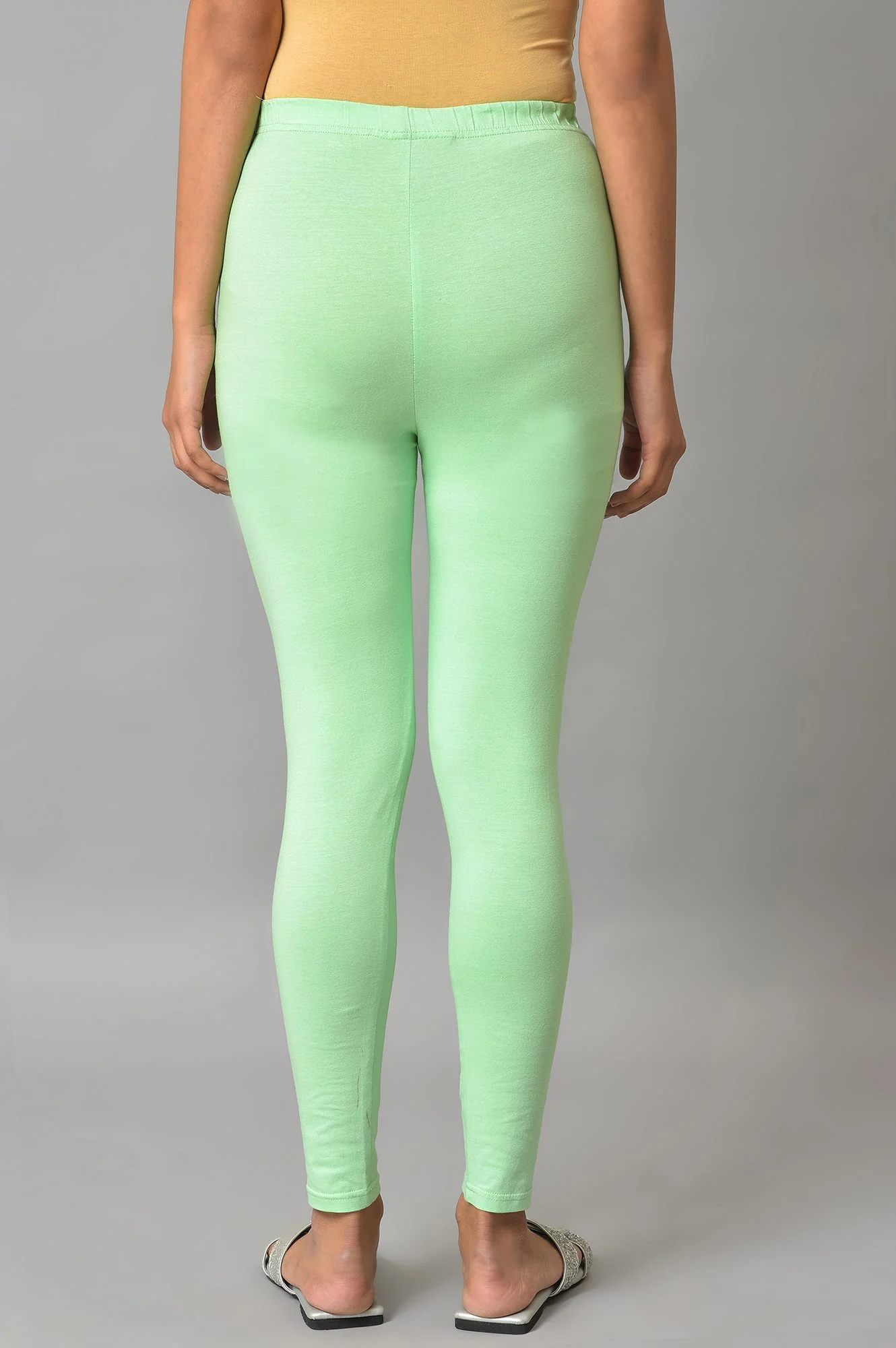Green Cotton Lycra Plus Size Tights - Image 2