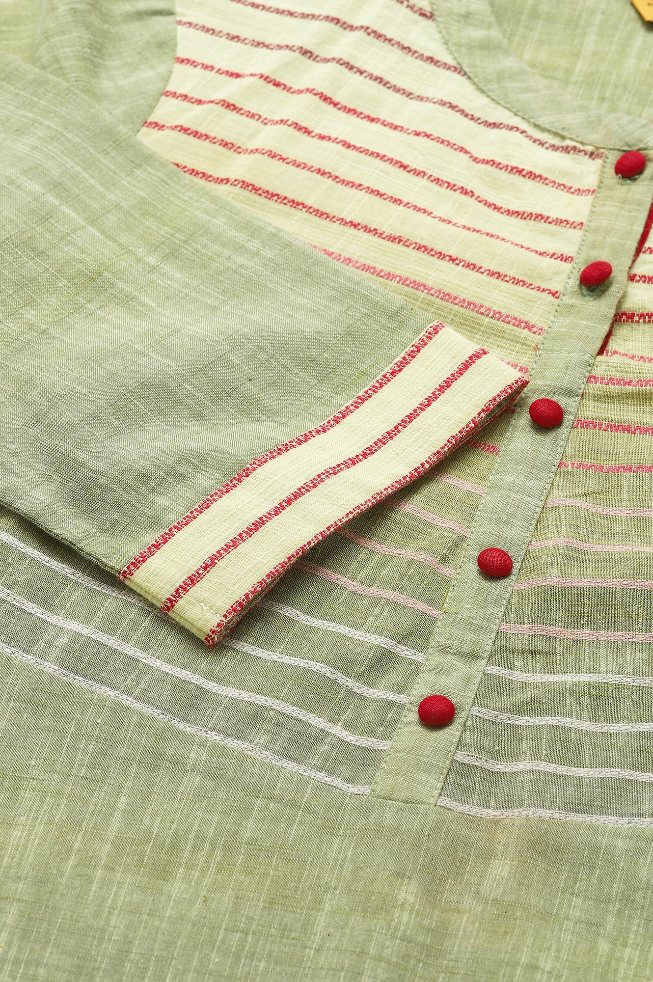 Green Cotton Yarn-Dyed Plus Size kurta - Image 7