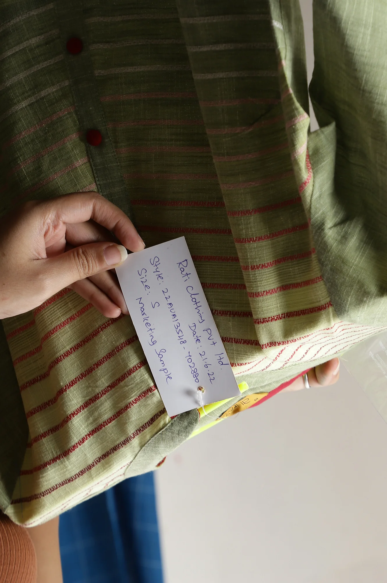 Green Cotton Yarn-Dyed Plus Size kurta - Image 9