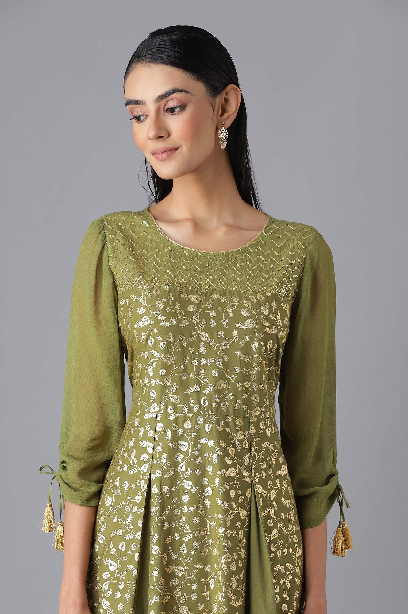 Green Flared Dress - Image 5