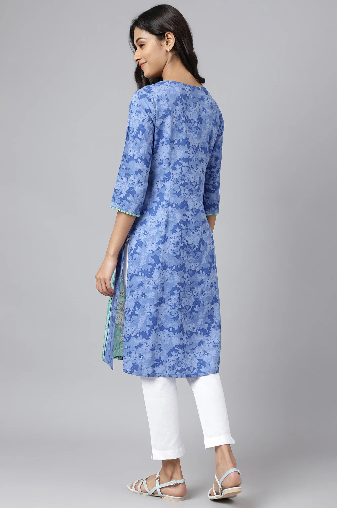 Green Floral Print Ethnic kurta - Image 4