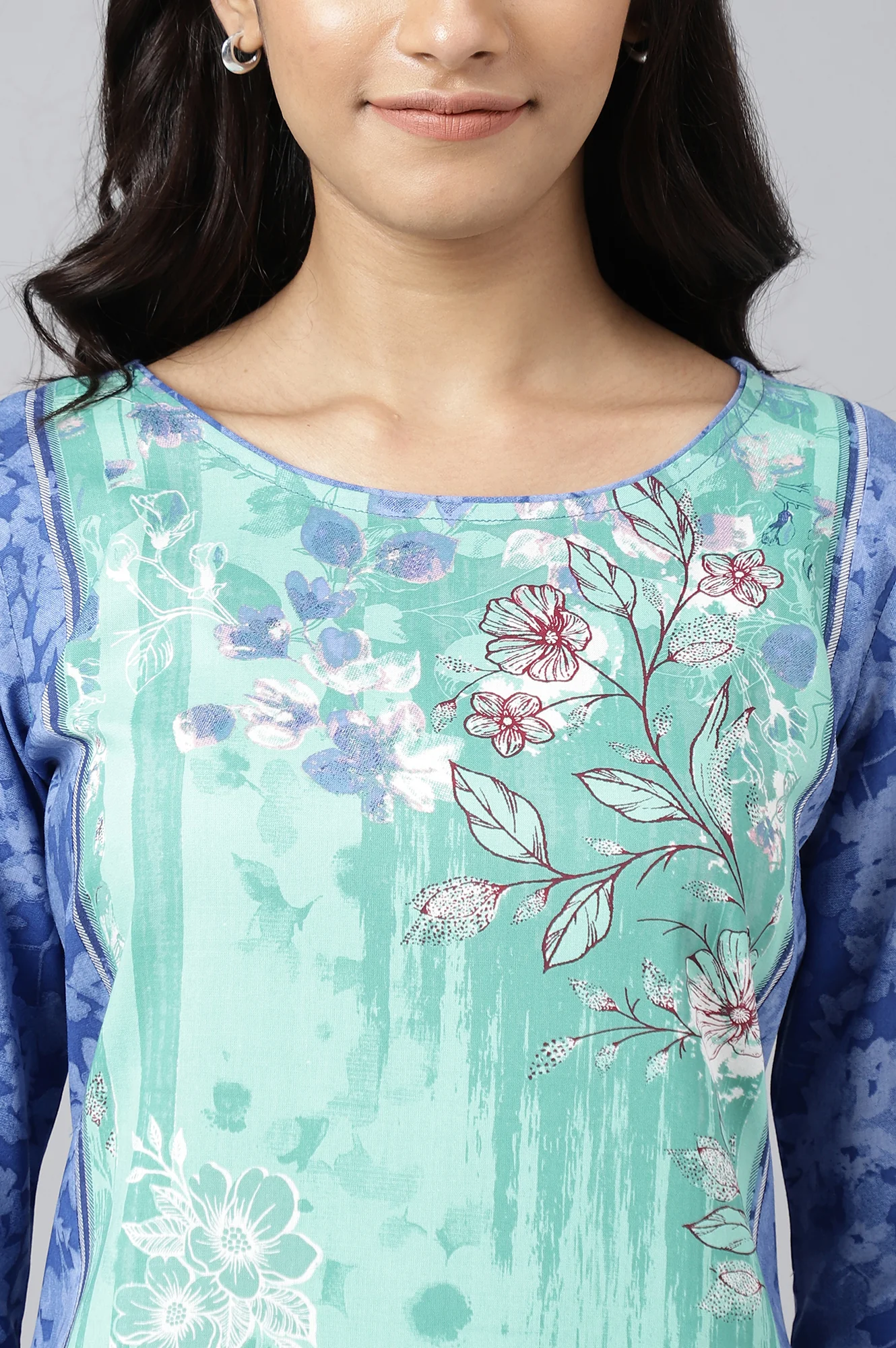 Green Floral Print Ethnic kurta - Image 8