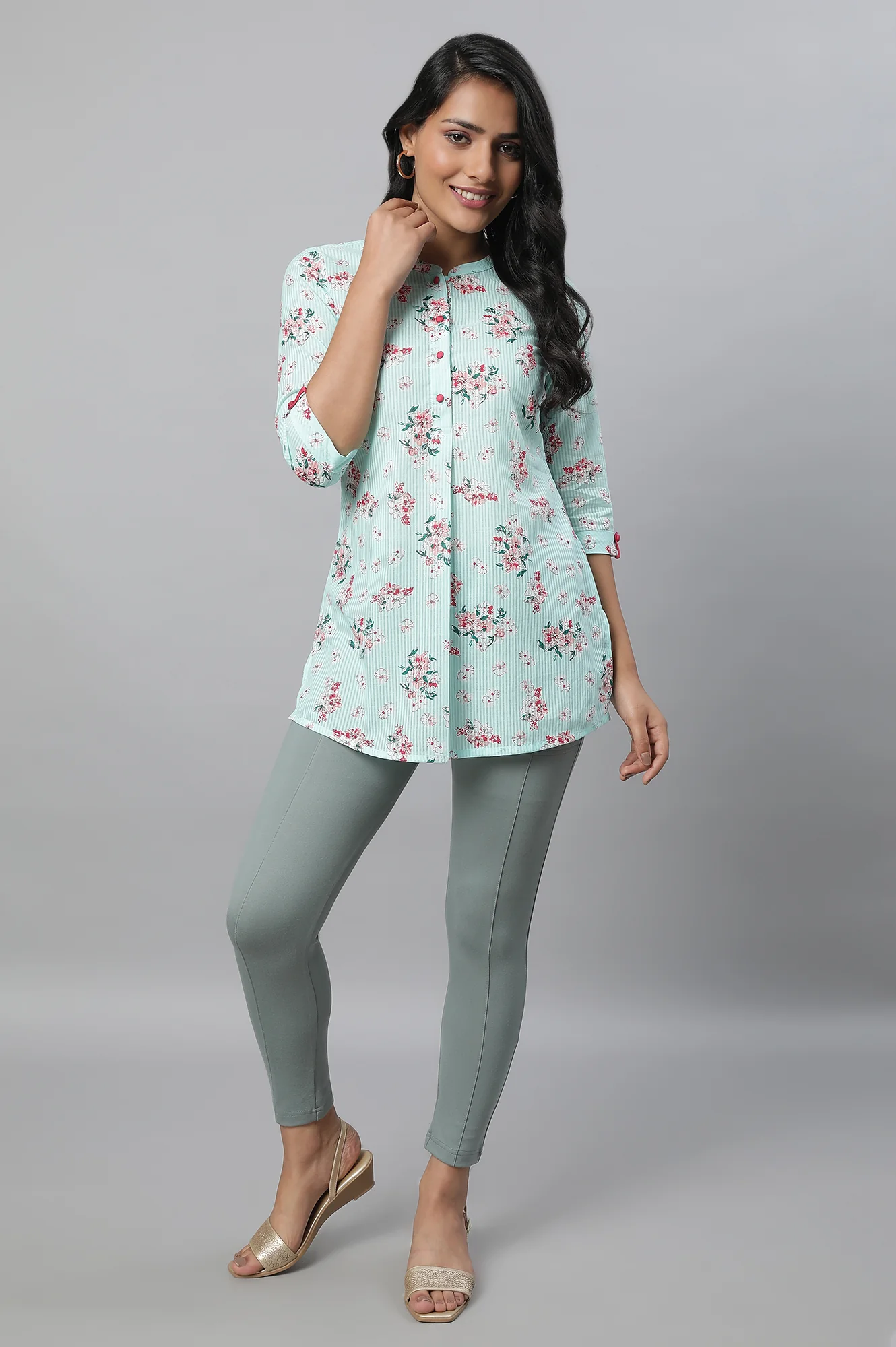 Green Floral Print Summer kurta - Image 5