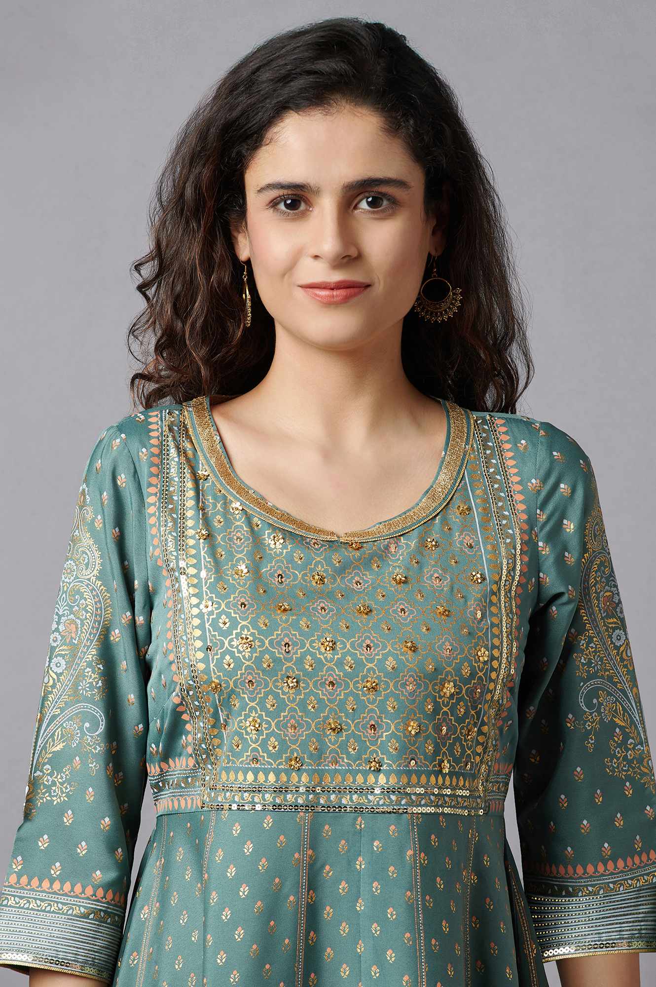 Green Floral Printed Dress - Image 5