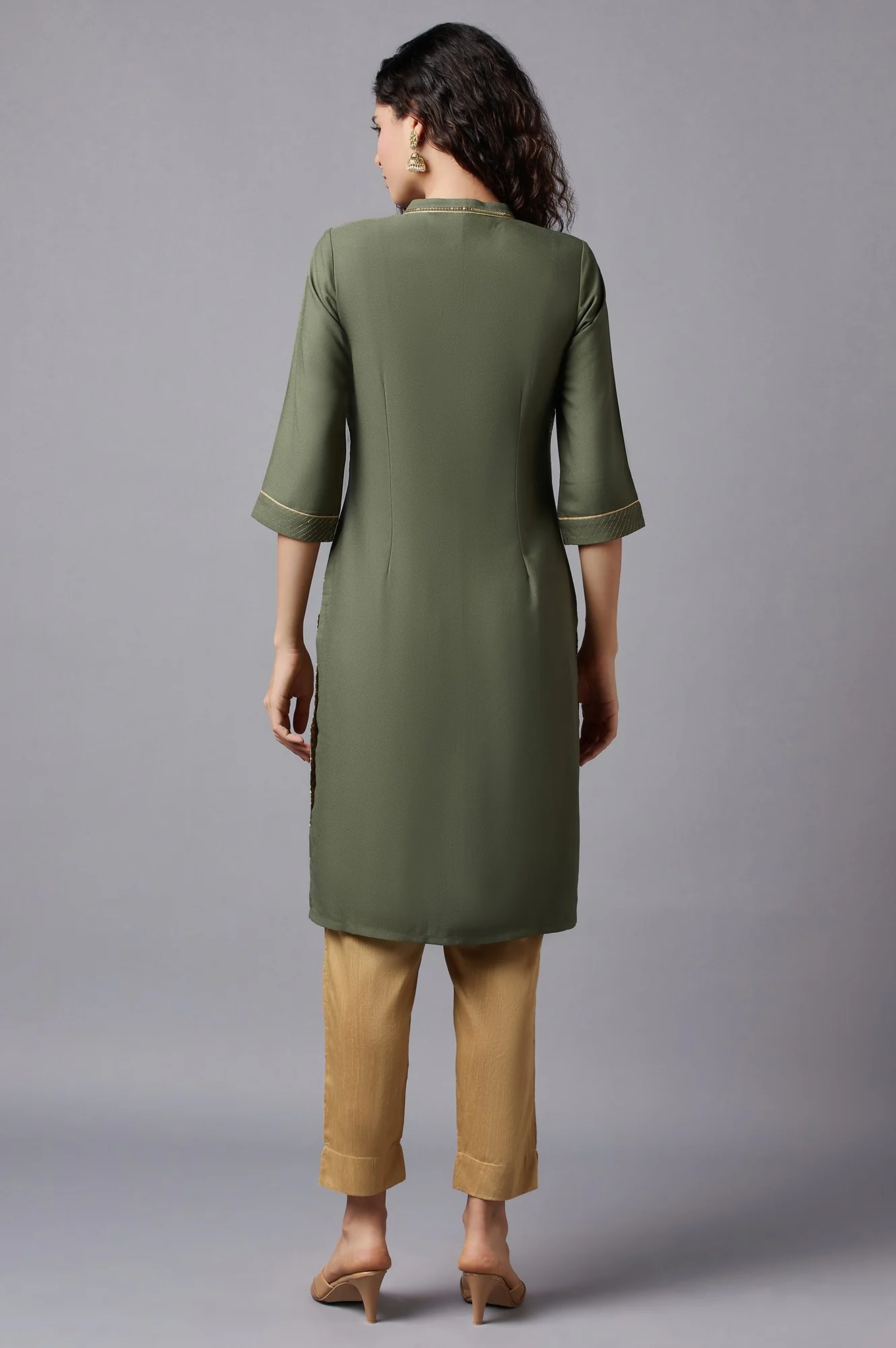 Green Floral Printed kurta - Image 2