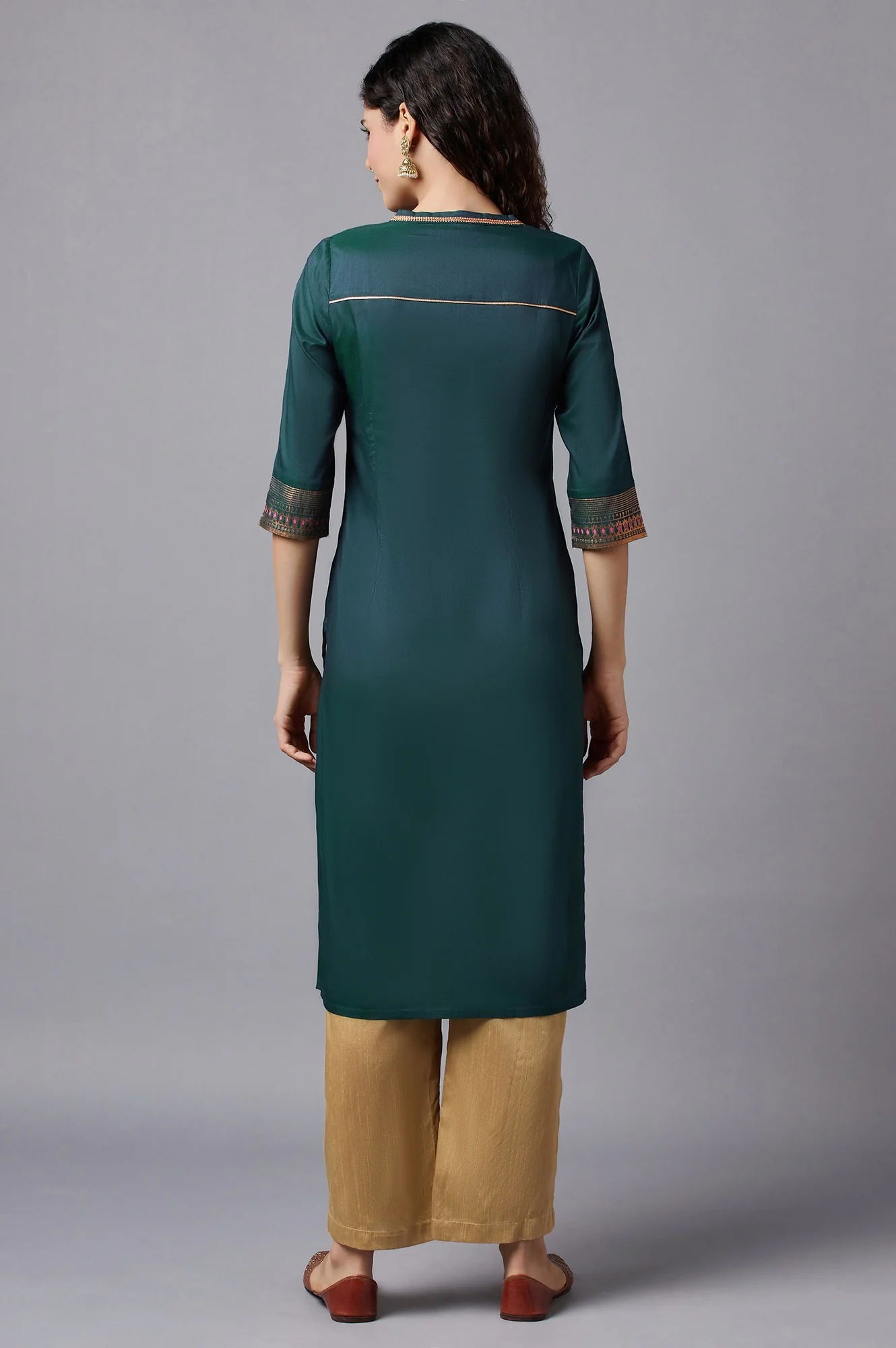 Green Floral Printed kurta - Image 2