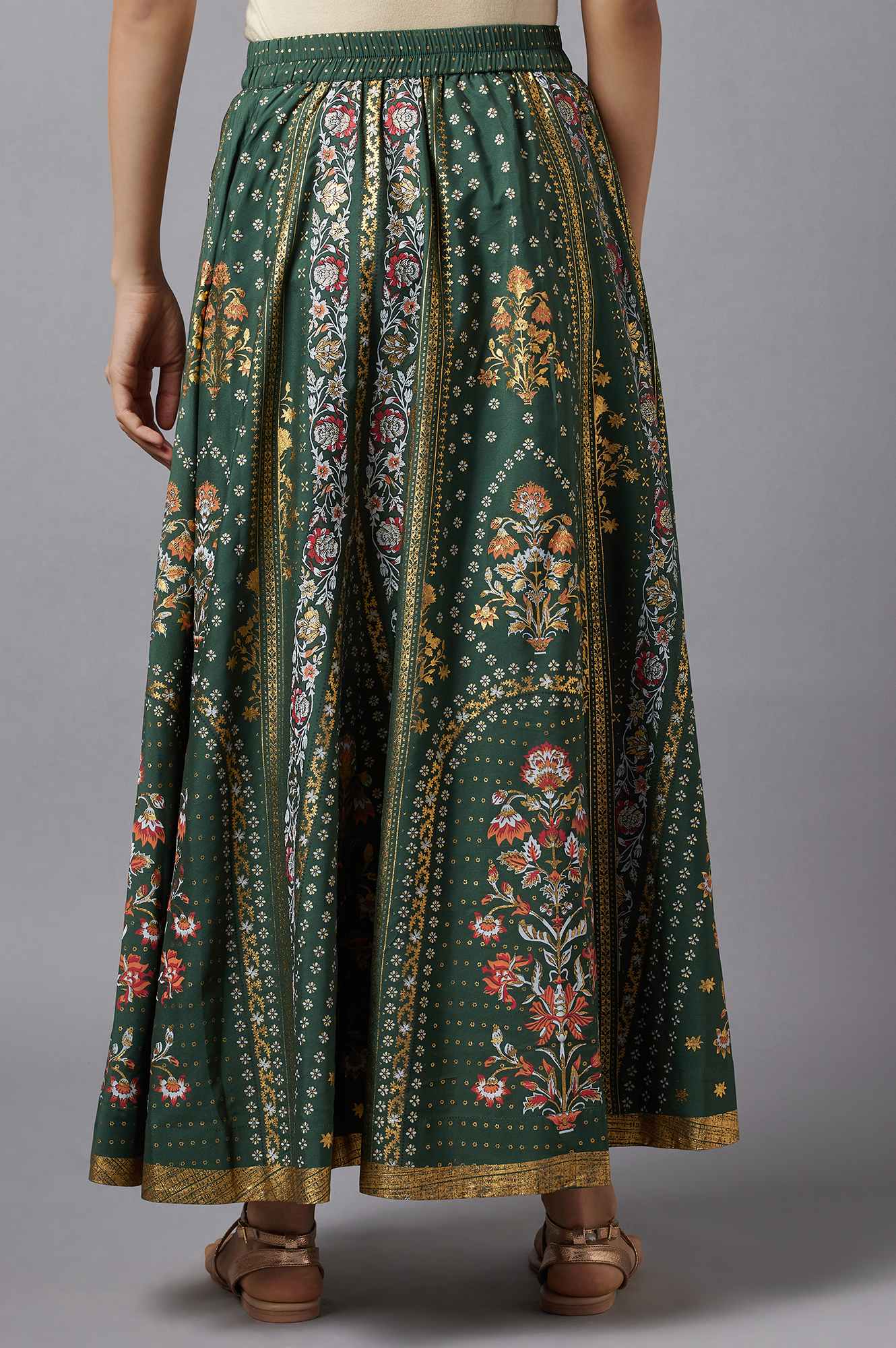Green Floral Printed Skirt - Image 2