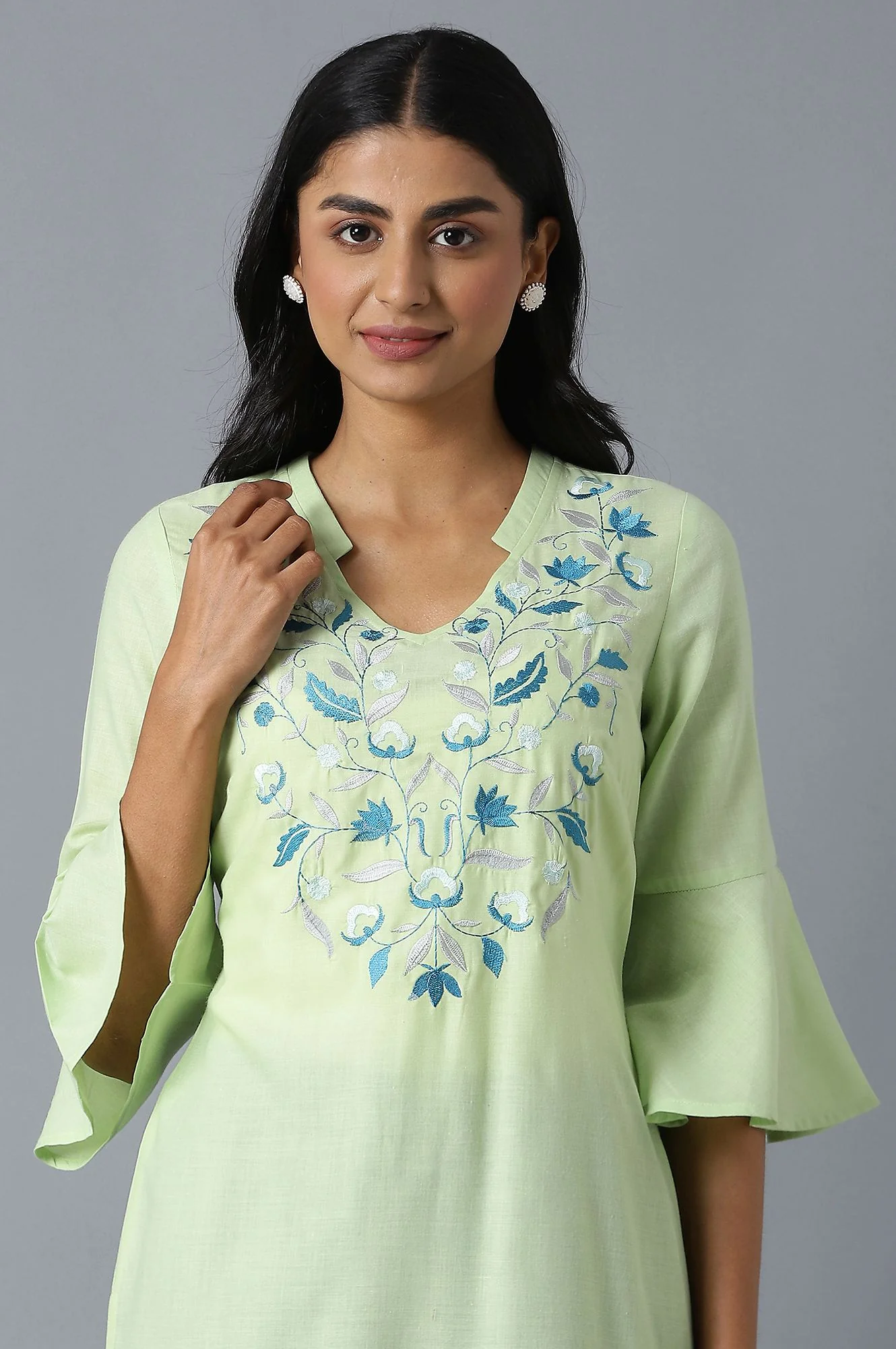 Green kurta and Blue Palazzo Set - Image 5