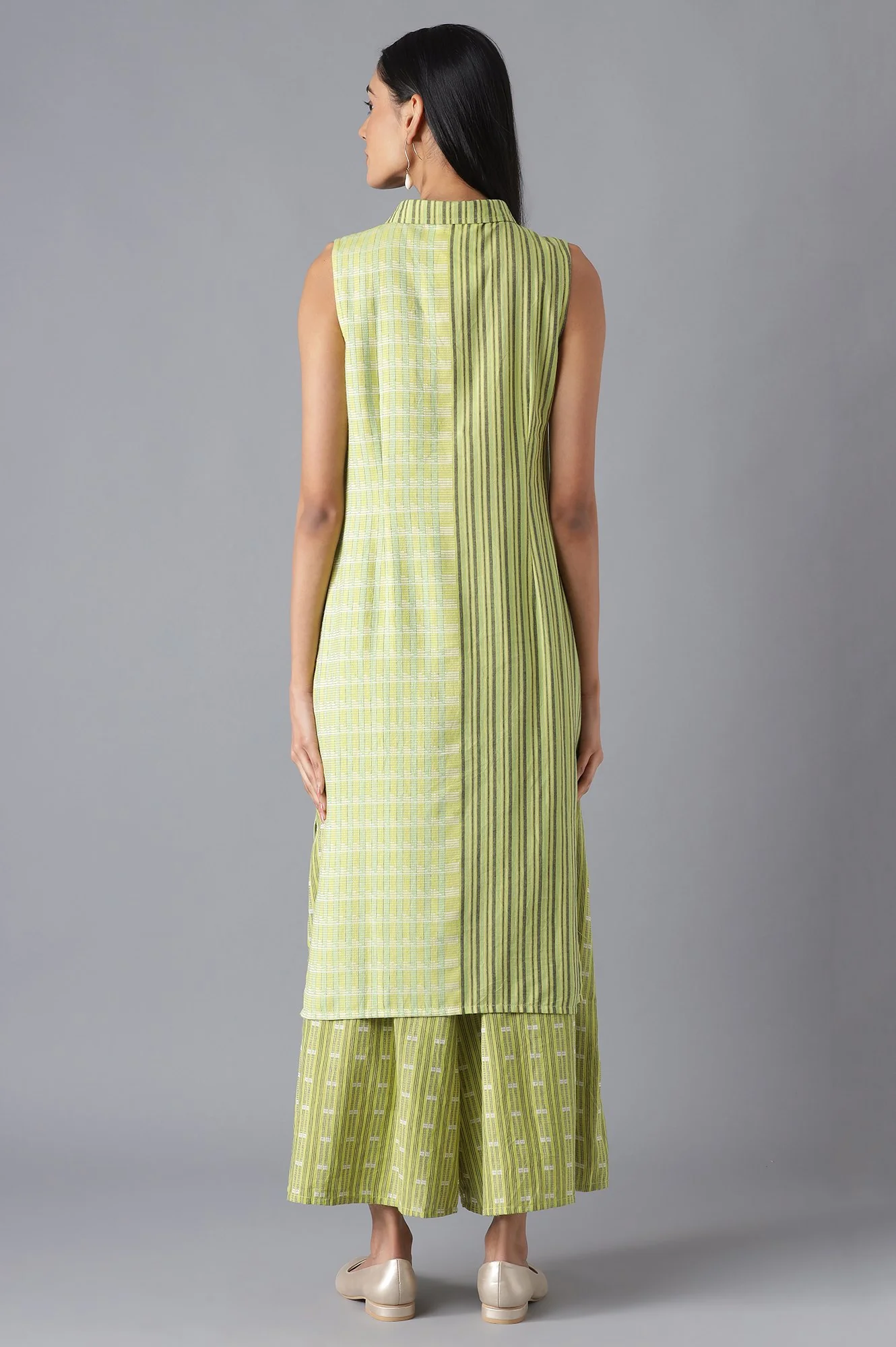 Green kurta with Culottes Set - Image 2
