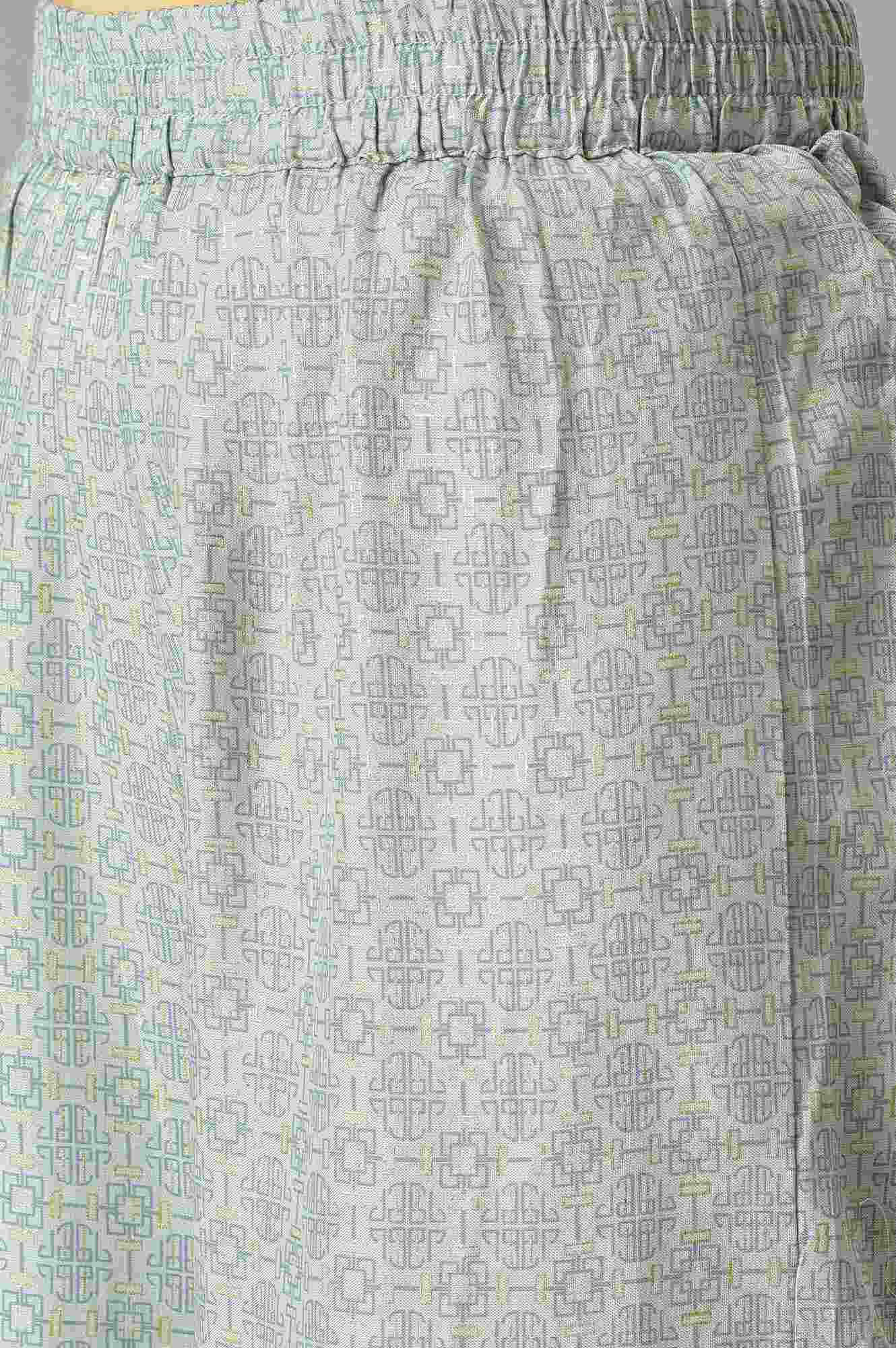 Green LIVA Printed kurta and Palazzo with Pink Poly Georgette Gillet - Image 6