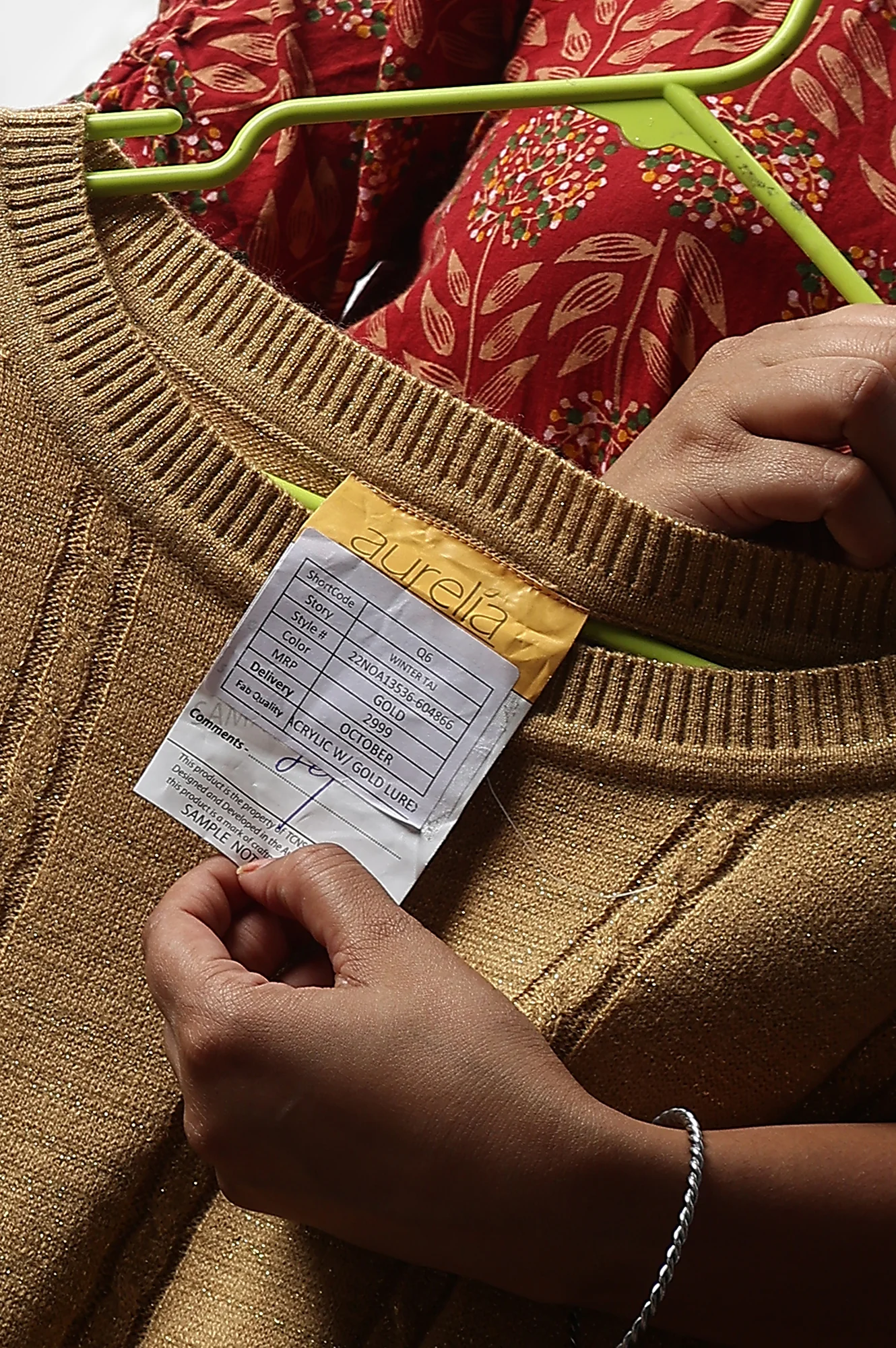 Green Lurex Knitted Winter kurta - Image 9