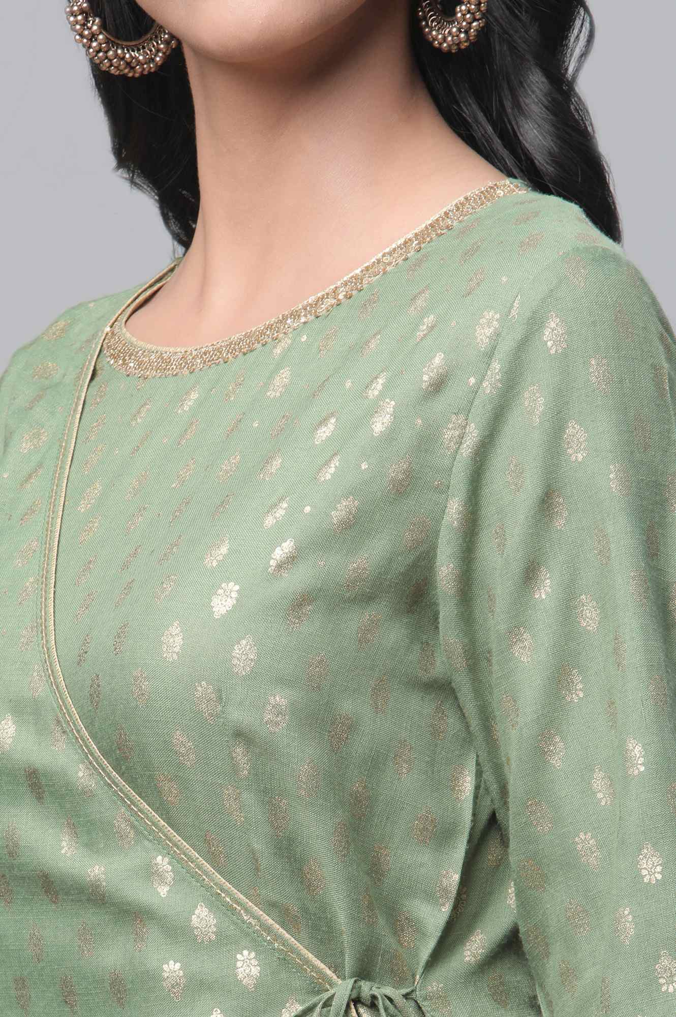 Green Mock-Layer Festive Jumpsuit - Image 6