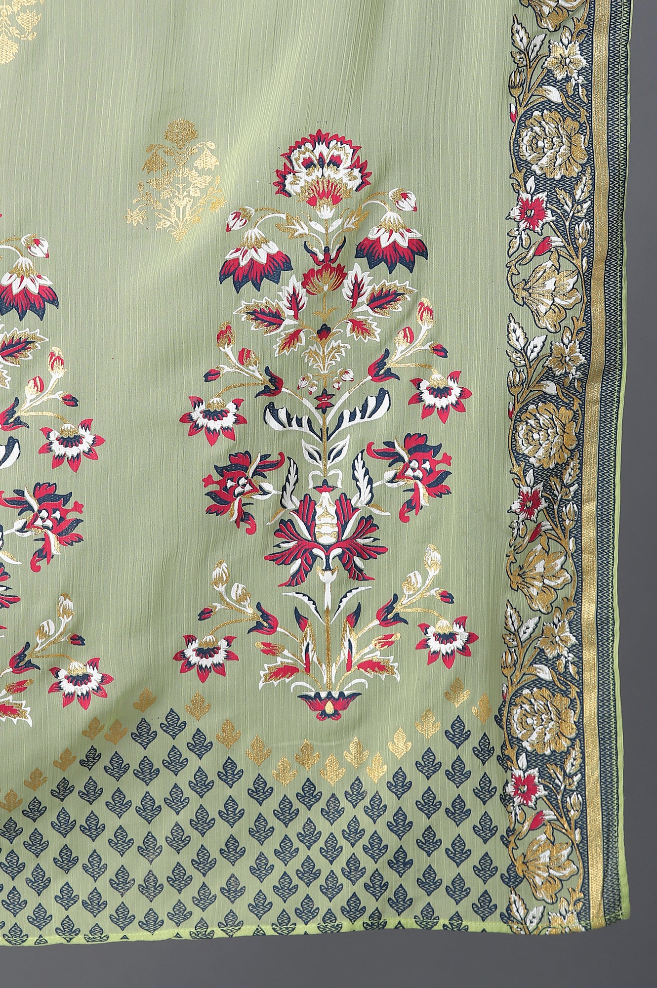 Green Printed Chiffon kurta - Image 4
