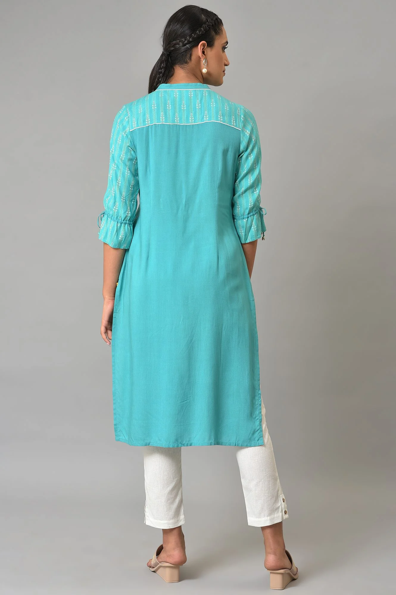 Green Printed Dobby kurta - Image 2
